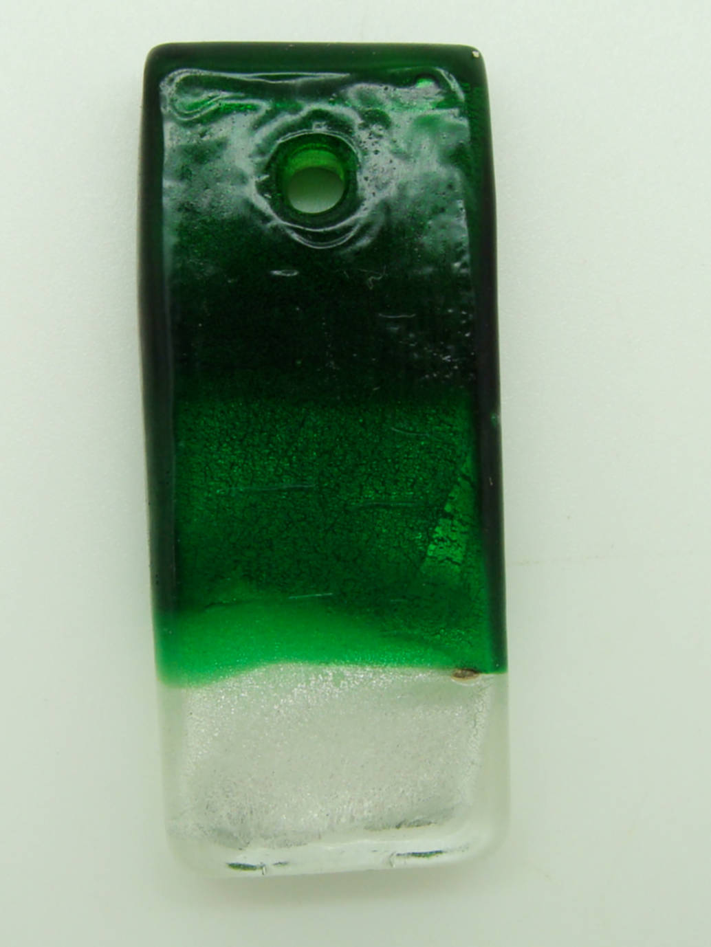 Pend-259-3 pendentif rectangle tricolore vert argent