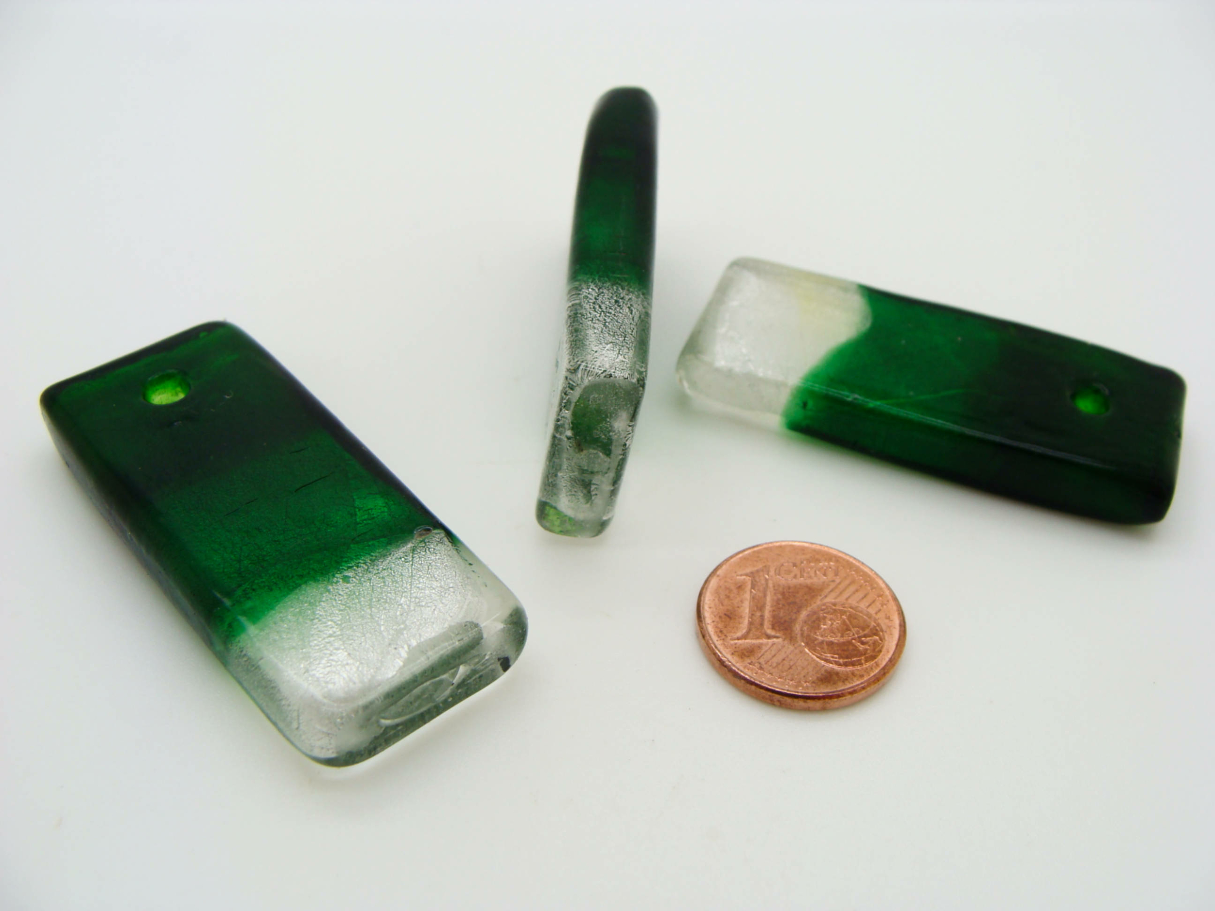 Pend-259-3 pendentif rectangle verre vert
