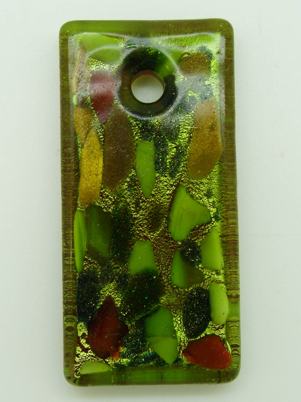 Pend-260-3 pendentif rectangle rouge vert argent