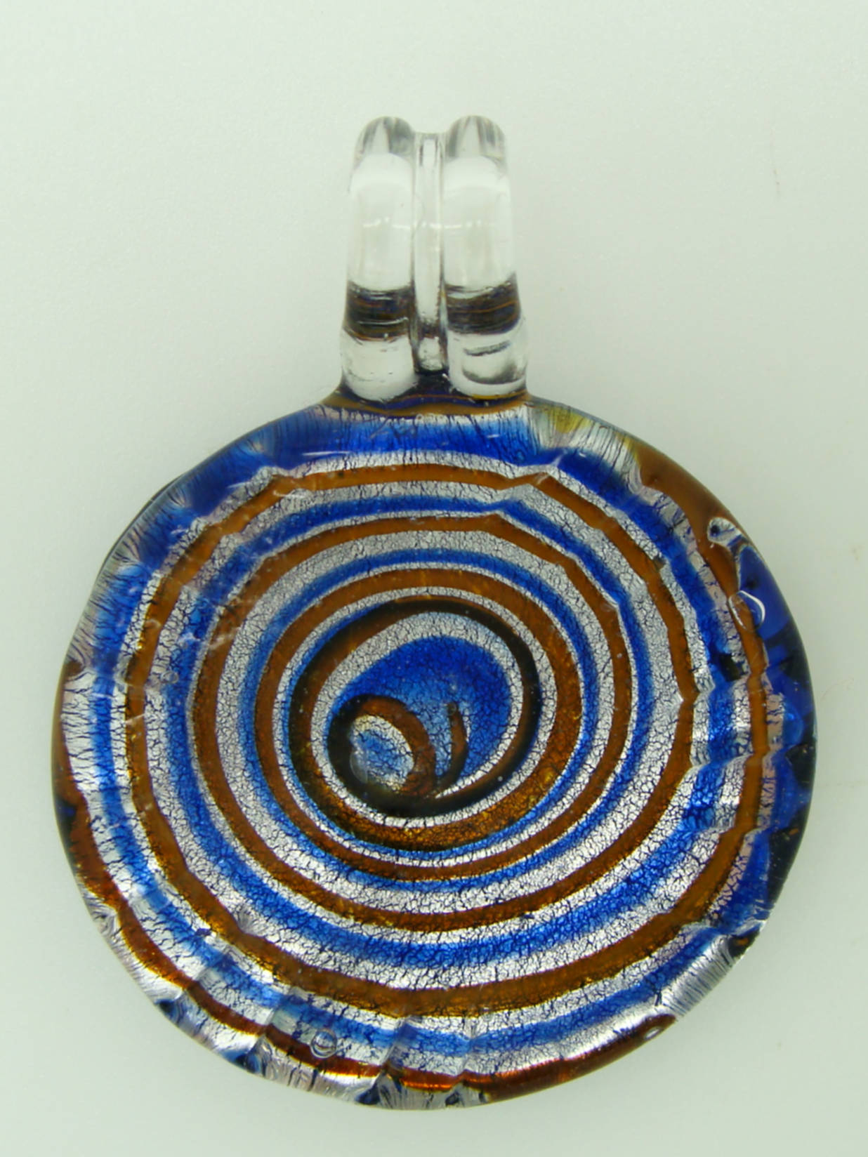 Pend-269-6 pendentif rond strie spirale marine argent
