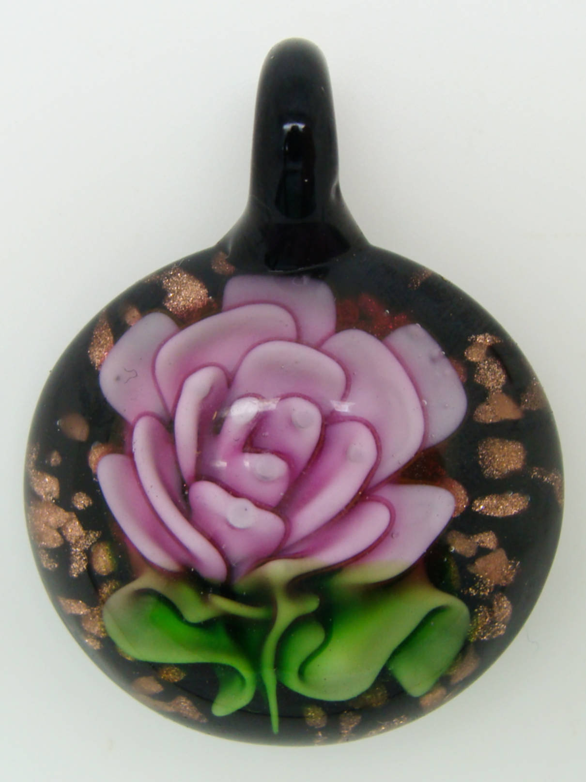 Pend-272-5 pendentif fleur rose violet lampwork