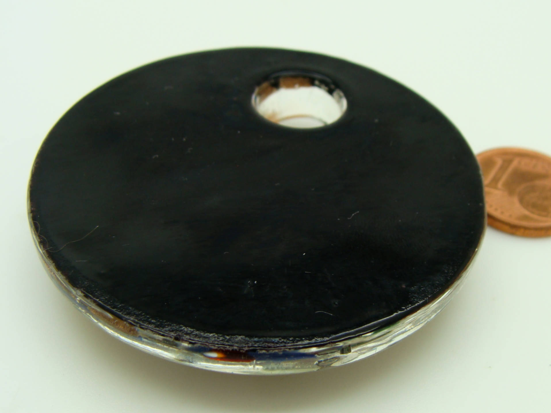 Pend-284-3 pendentif rond verre millefiori noir