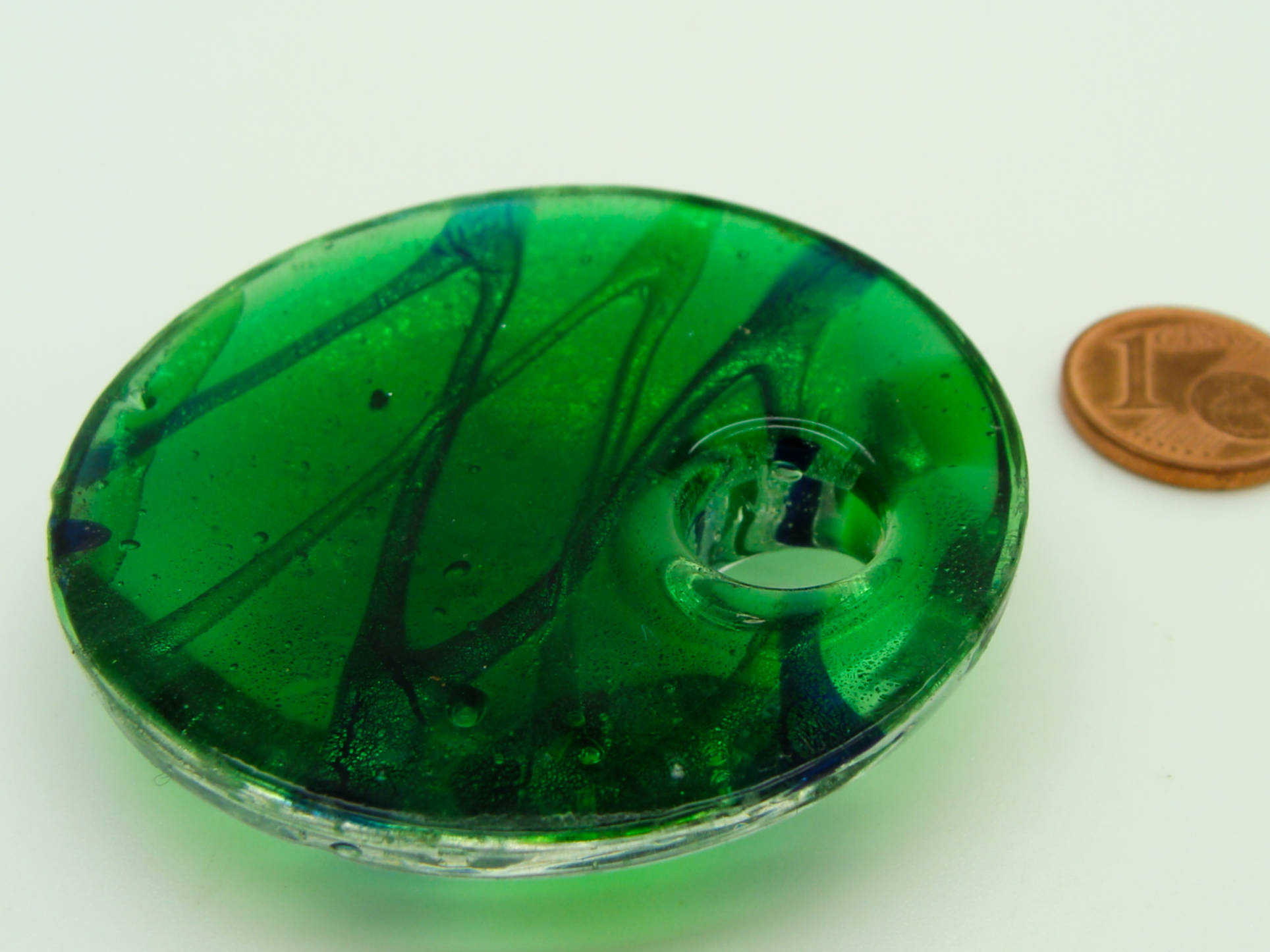 Pend-286-2 pendentif verre bombe rond vert