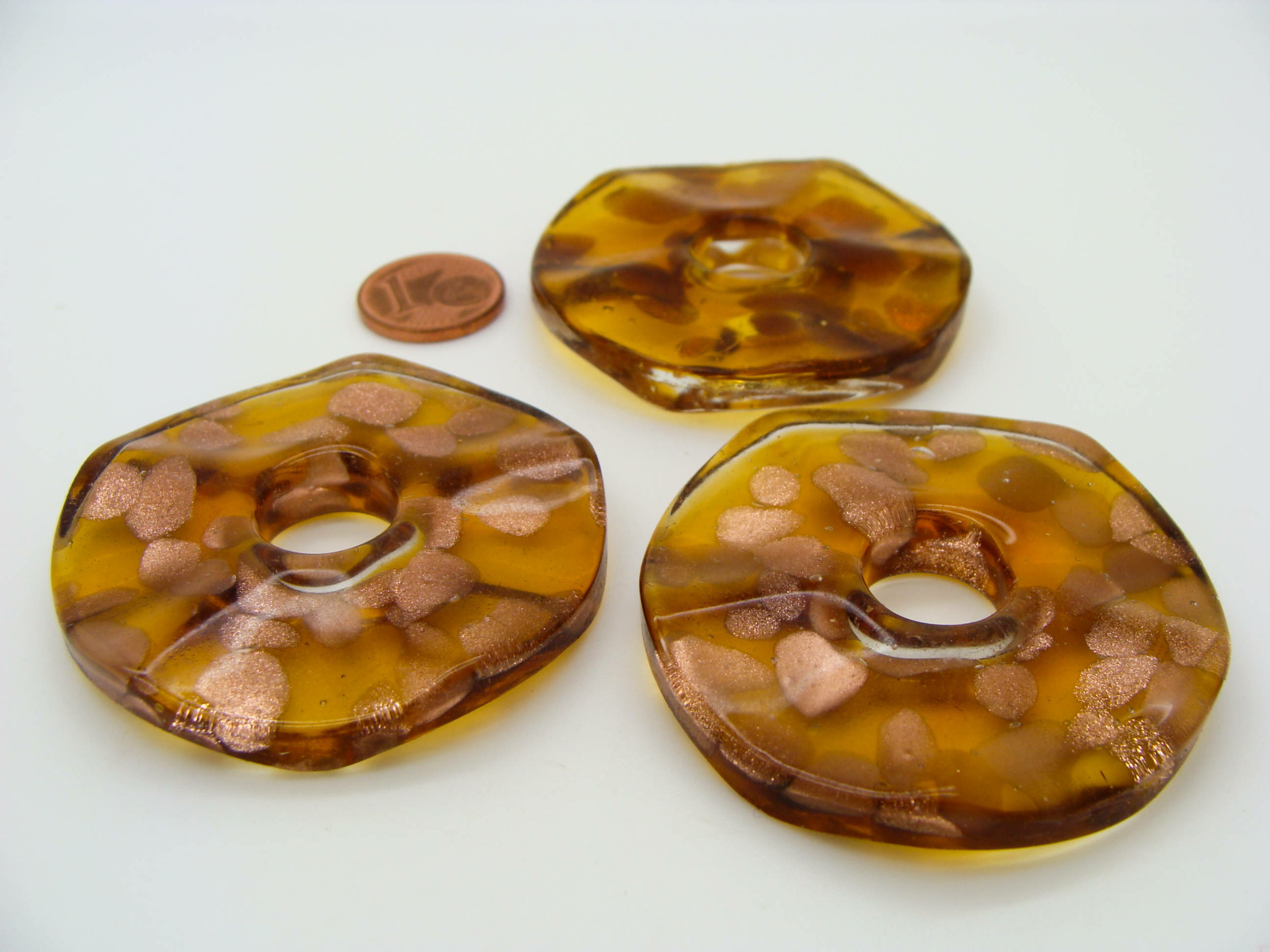 Pend-287-2 pendentif verre donut marron