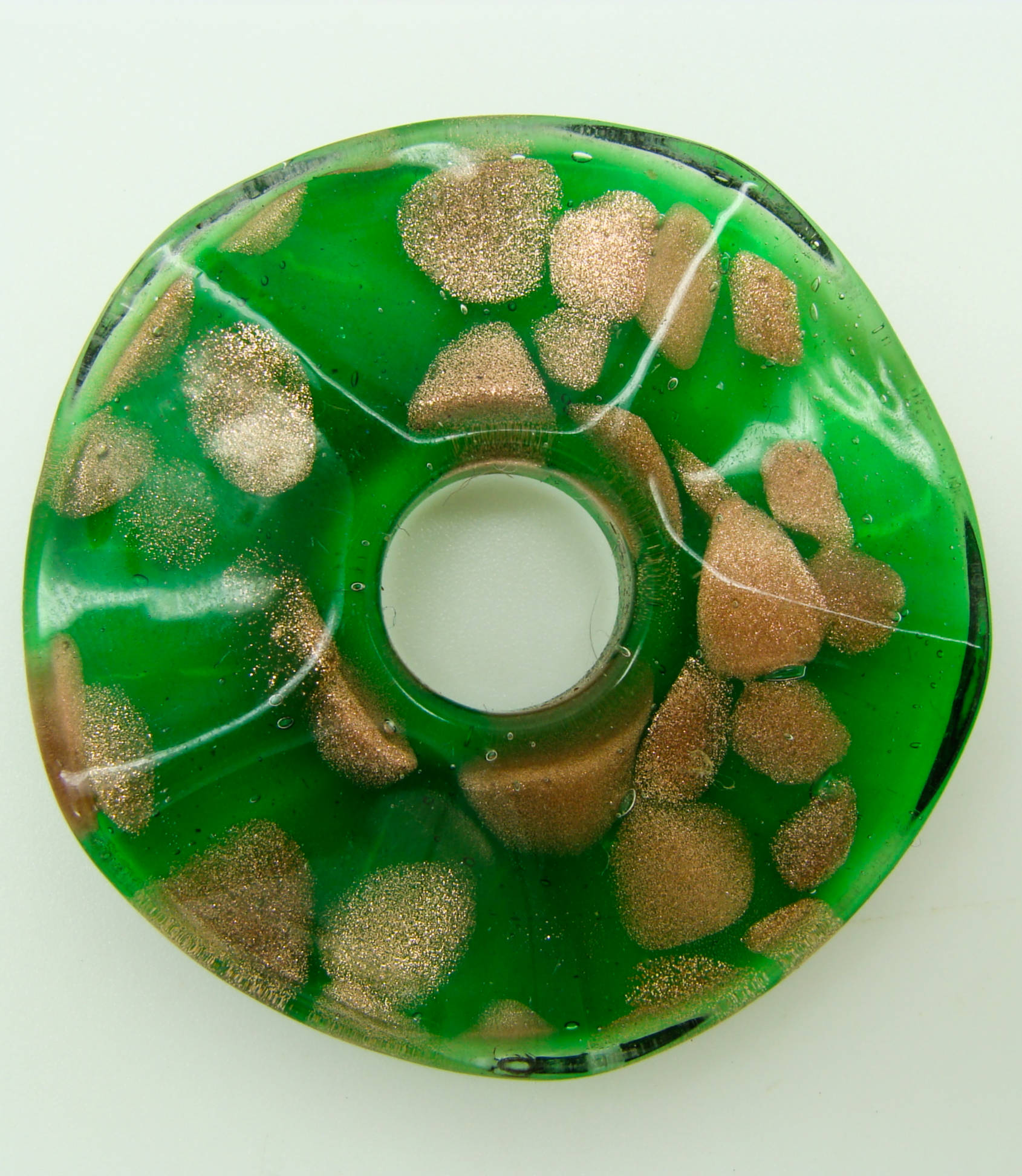 Pend-287-3 pendentif donut vert dore
