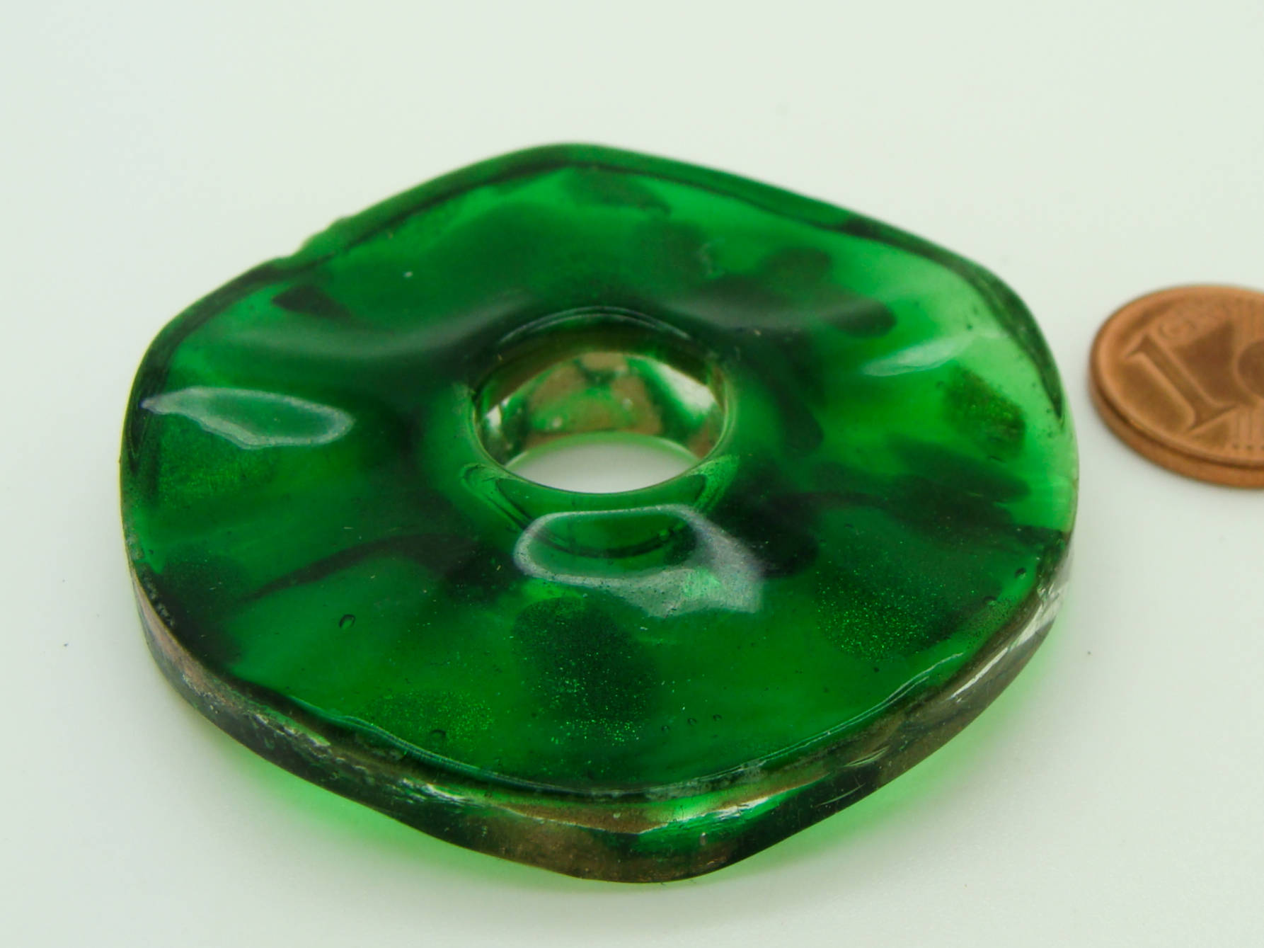 Pend-287-3 pendentif verre donut vert