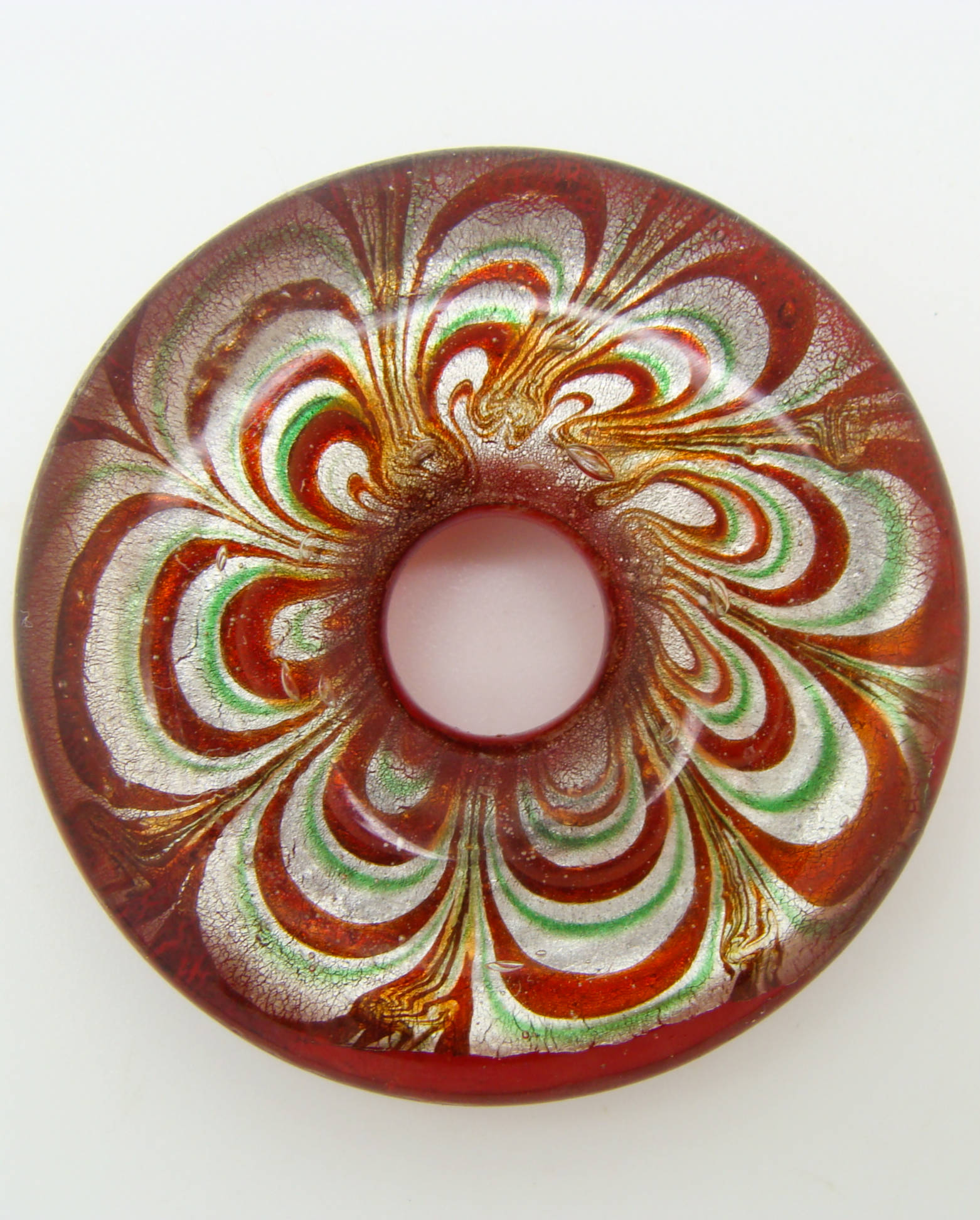 Pend-289-4 pendenitf donut rosace rouge argent