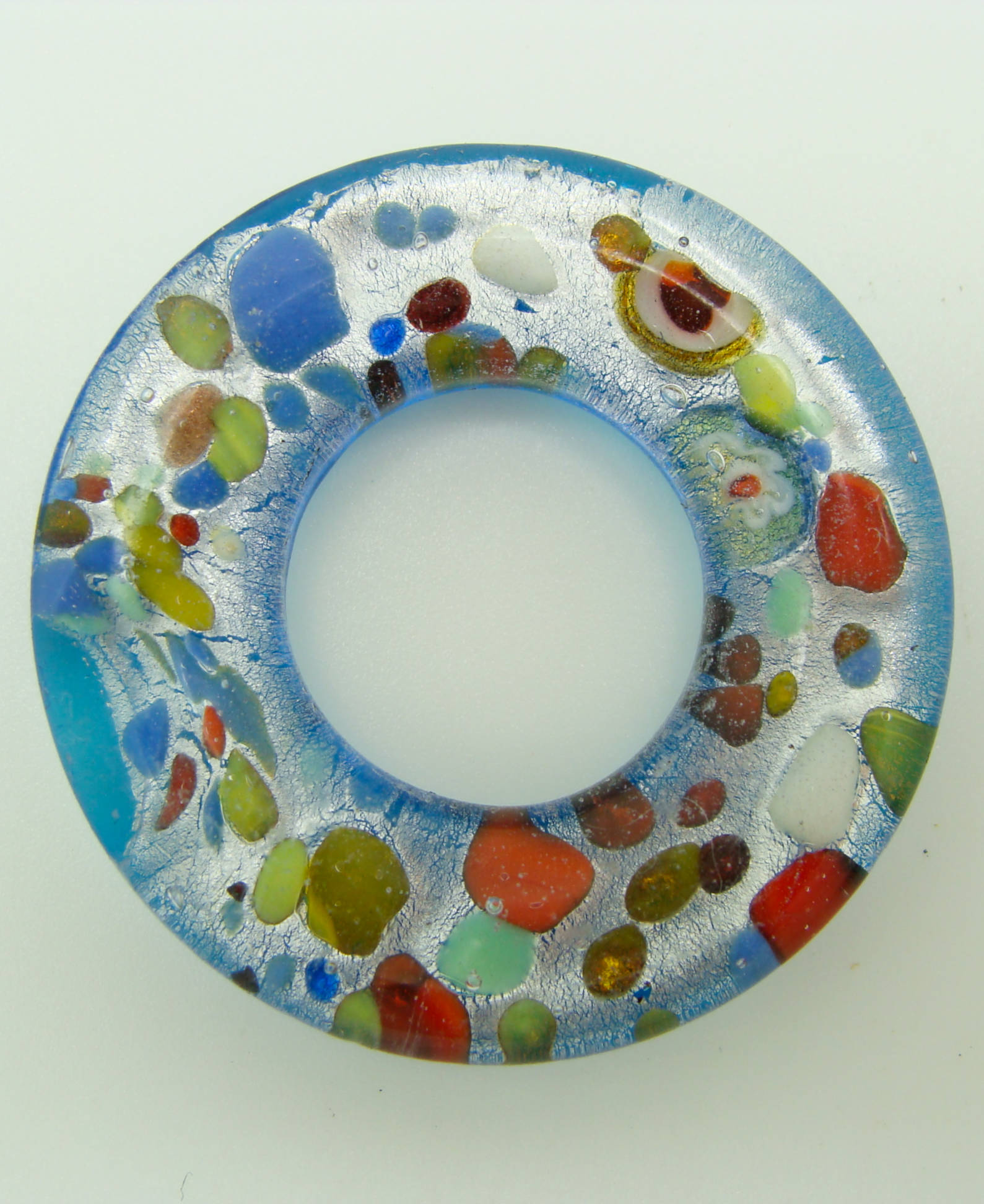Pend-290-1 pendentif donut bleu argente rond