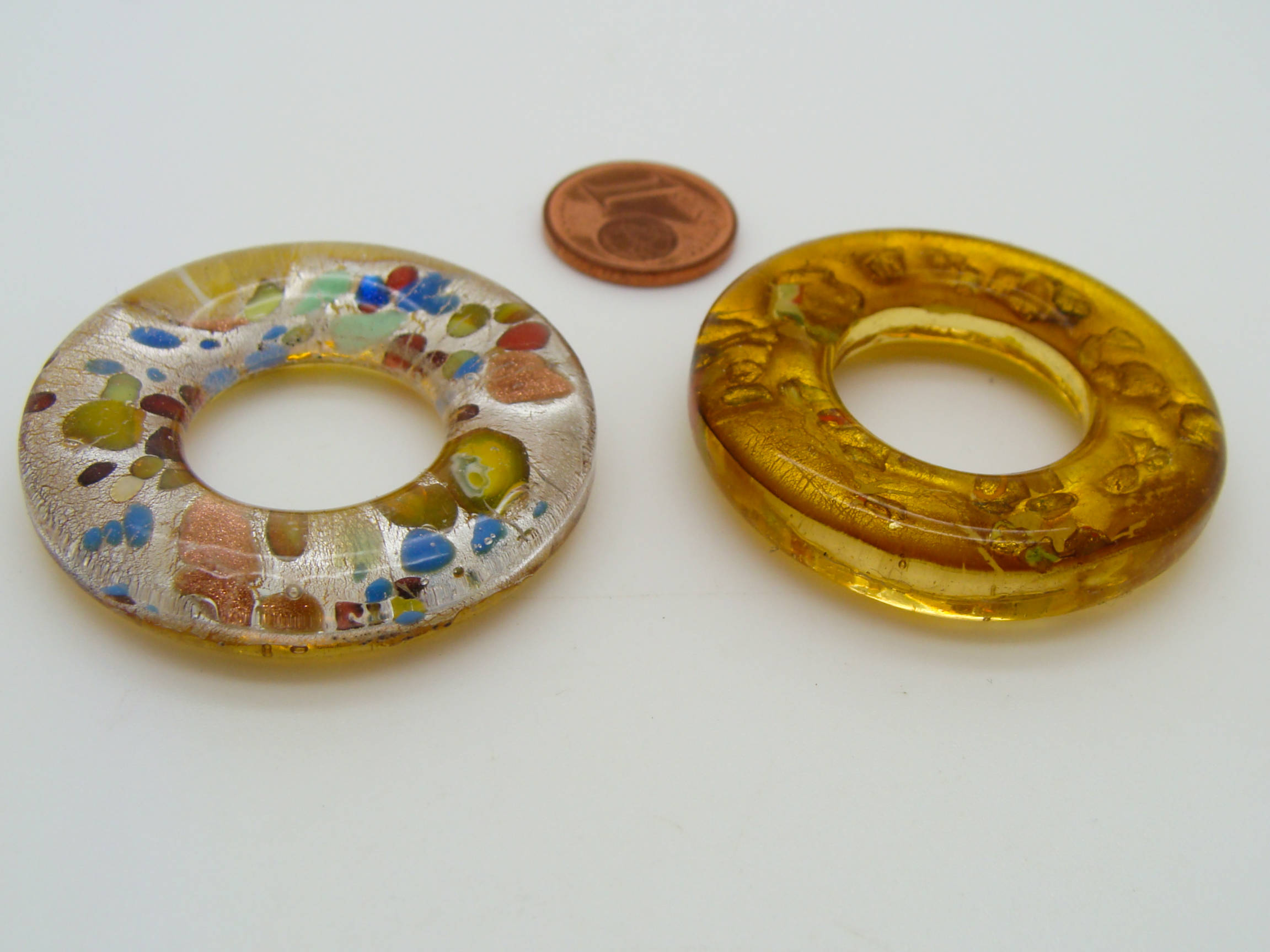 Pend-290-3 pendentif donut verre dore argente