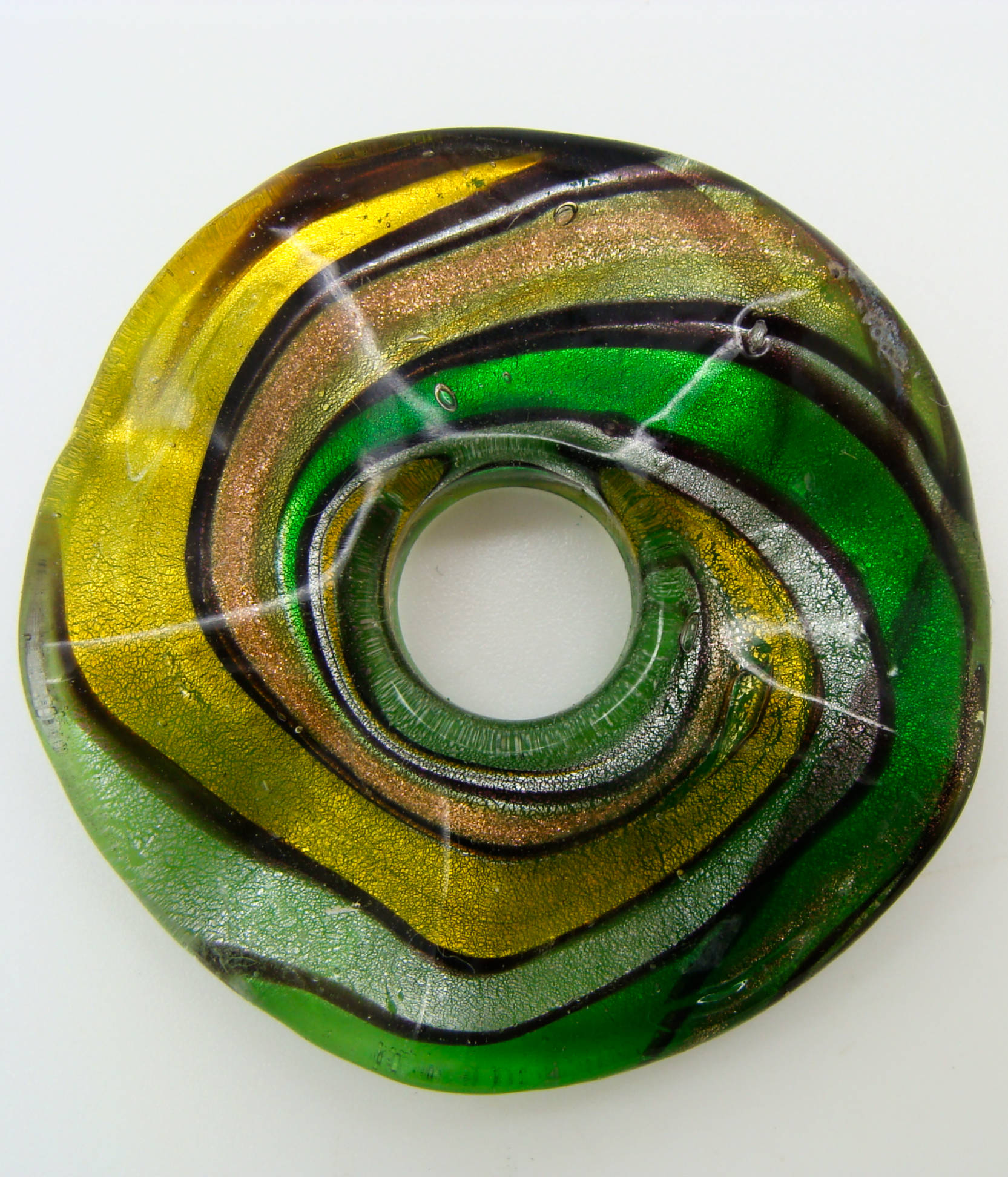 Pend-291-3 pendentif donut ondule vert rond