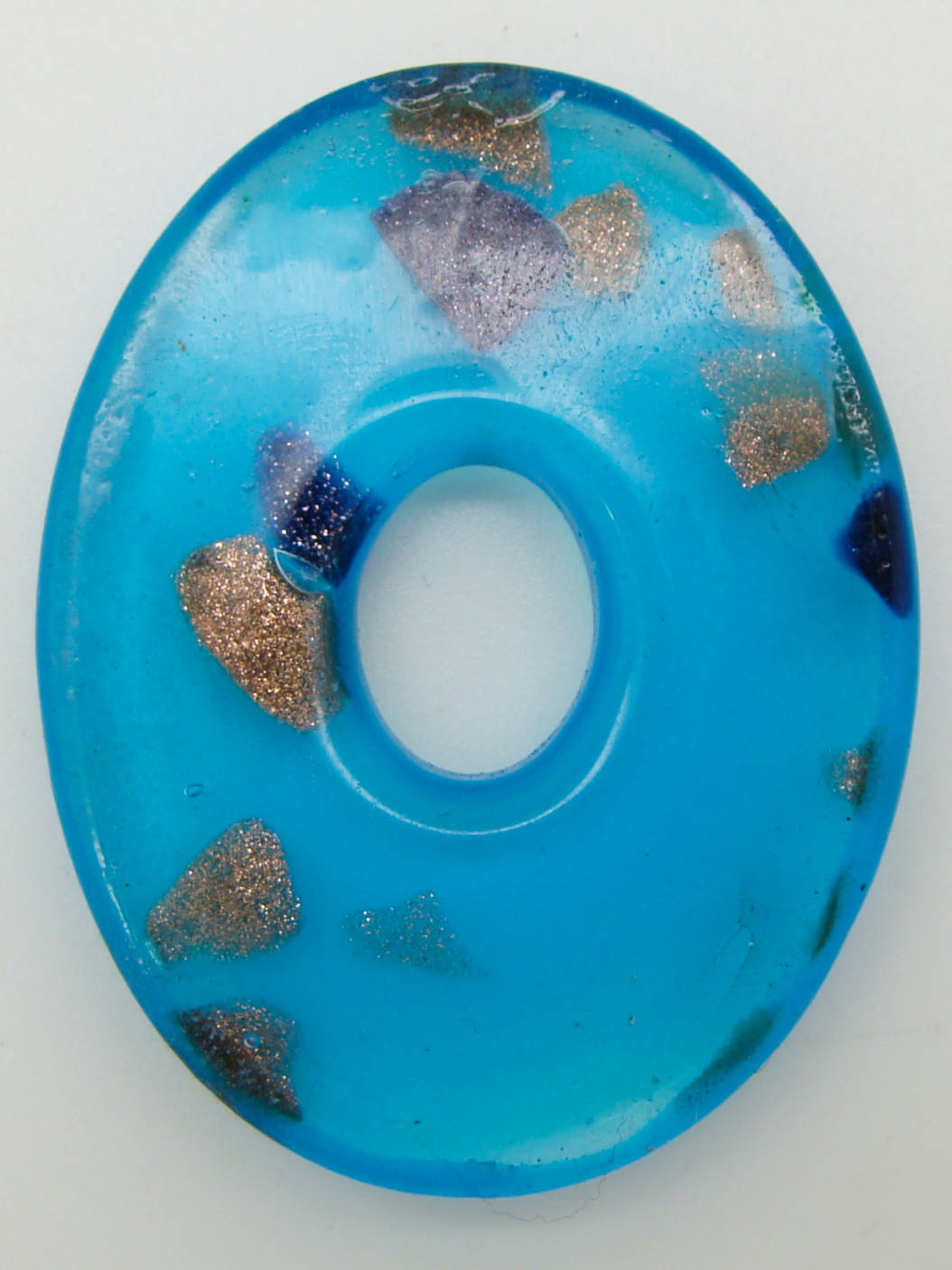 Pend-292-1 pendentif ovale plat bleu dore