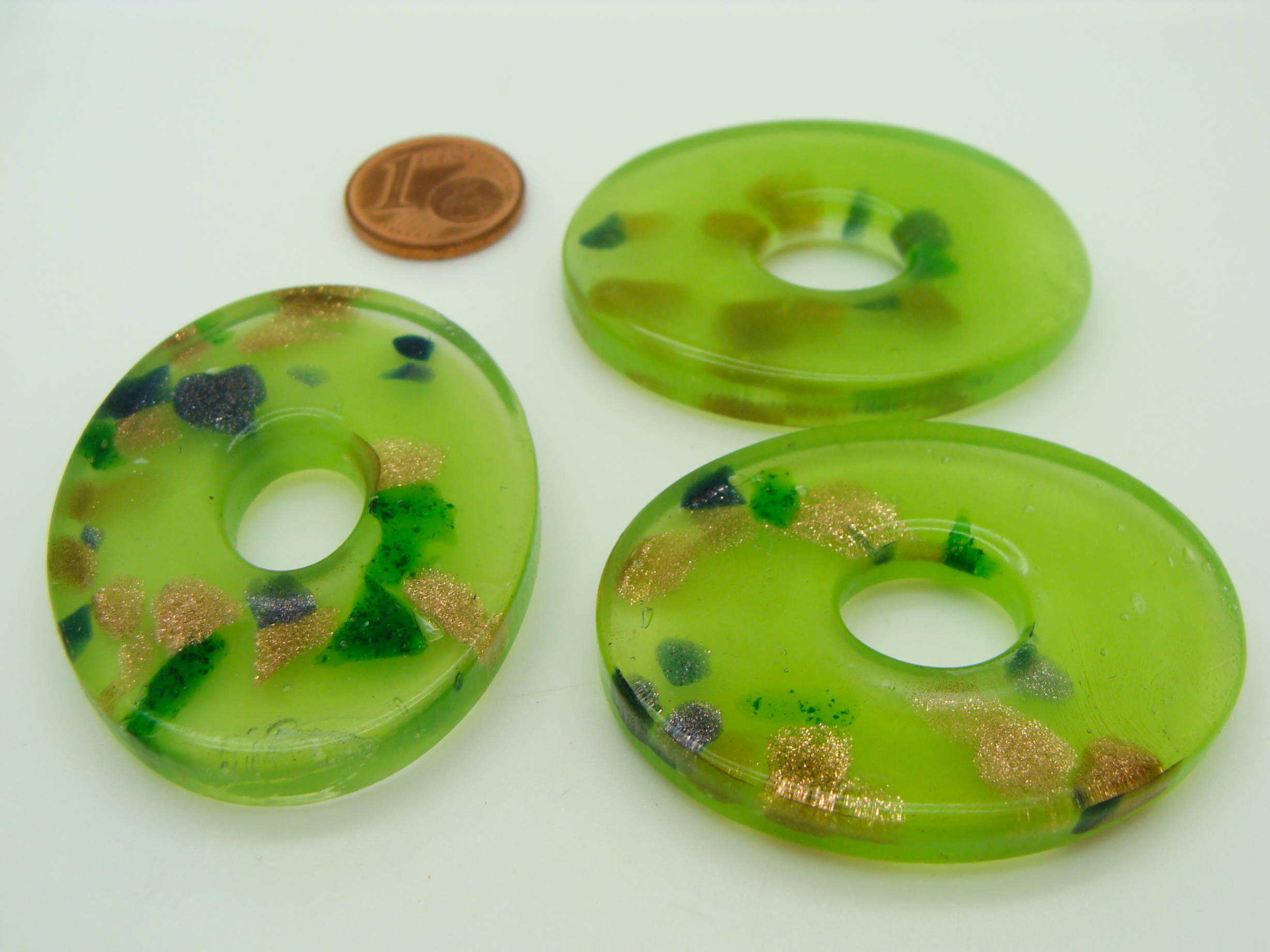 Pend-292-6 pendentif ovale verre plat vert