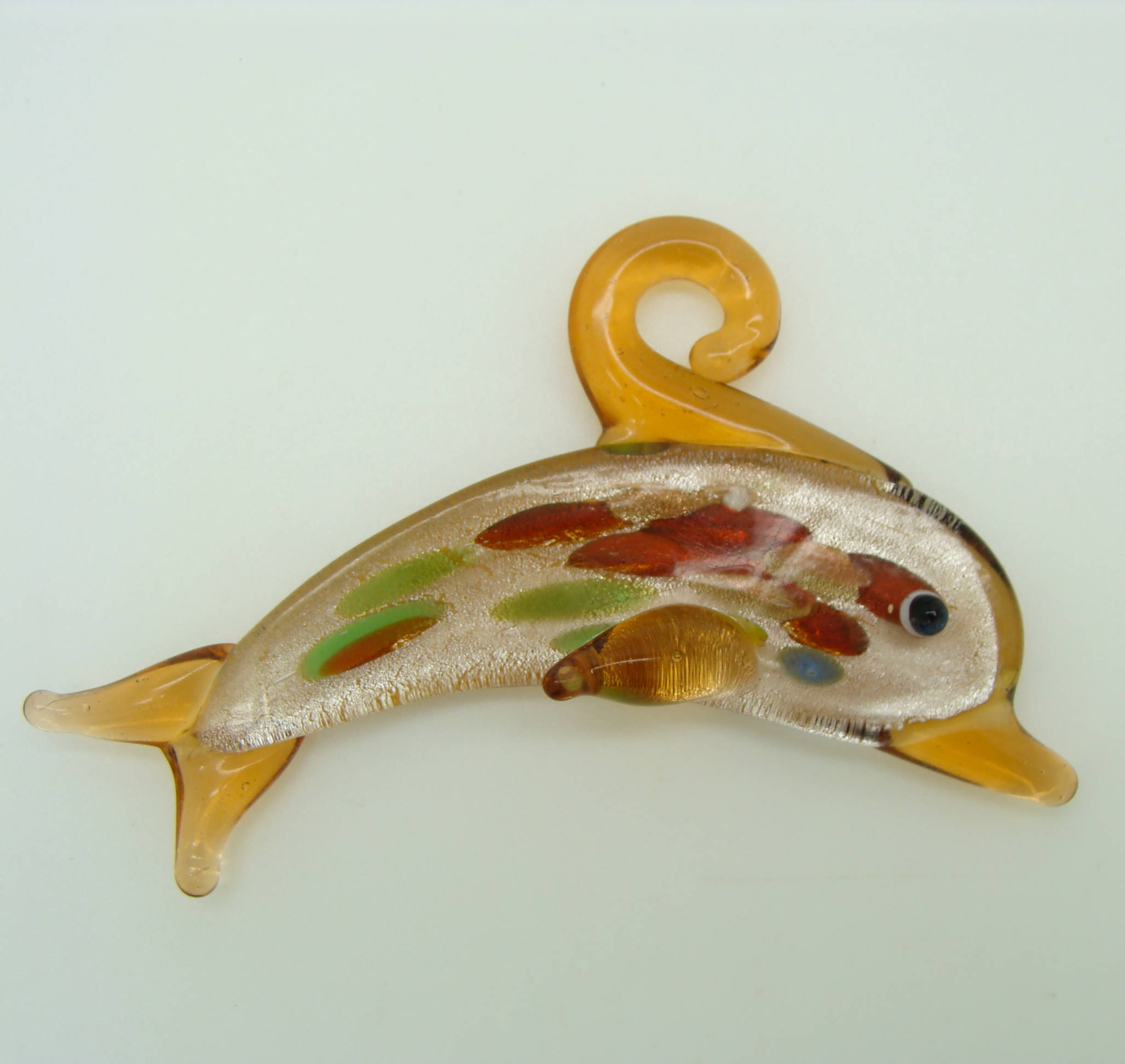 Pend-296-1 pendentif dauphin marron argente plat