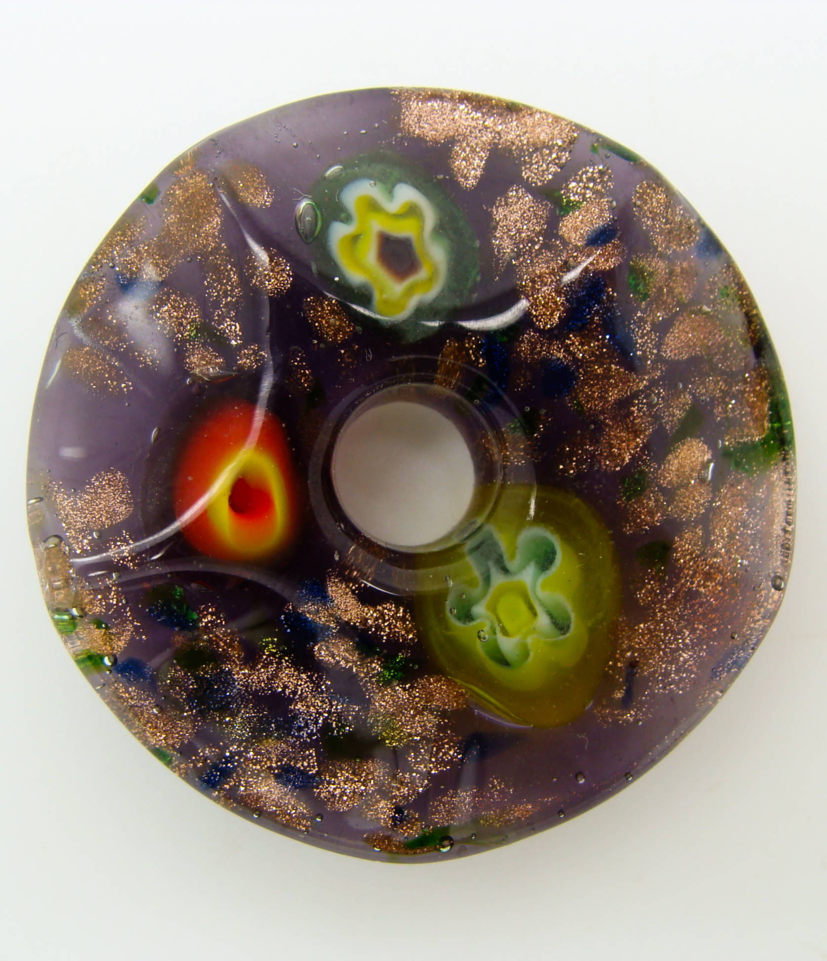 Pend-297 pendentif donut millefiori violet rond