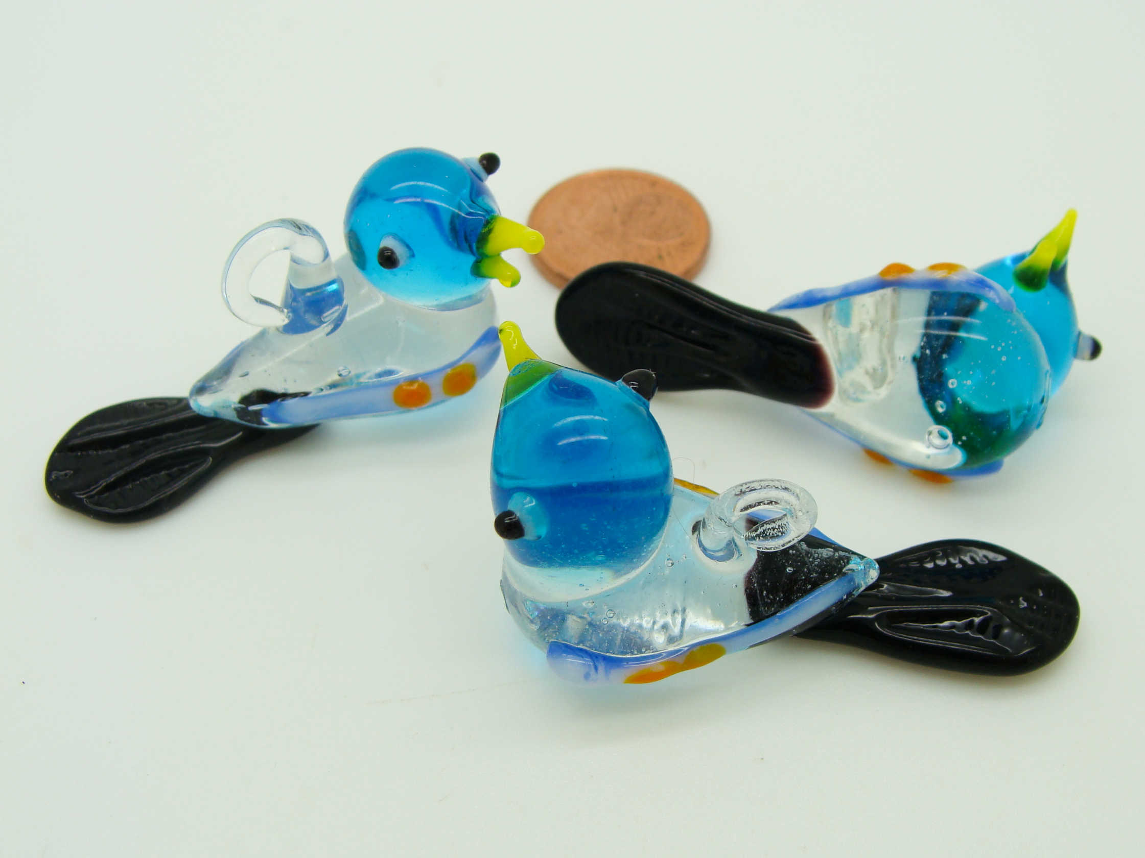 Pend-300-1 pendentif oiseau bleu verre