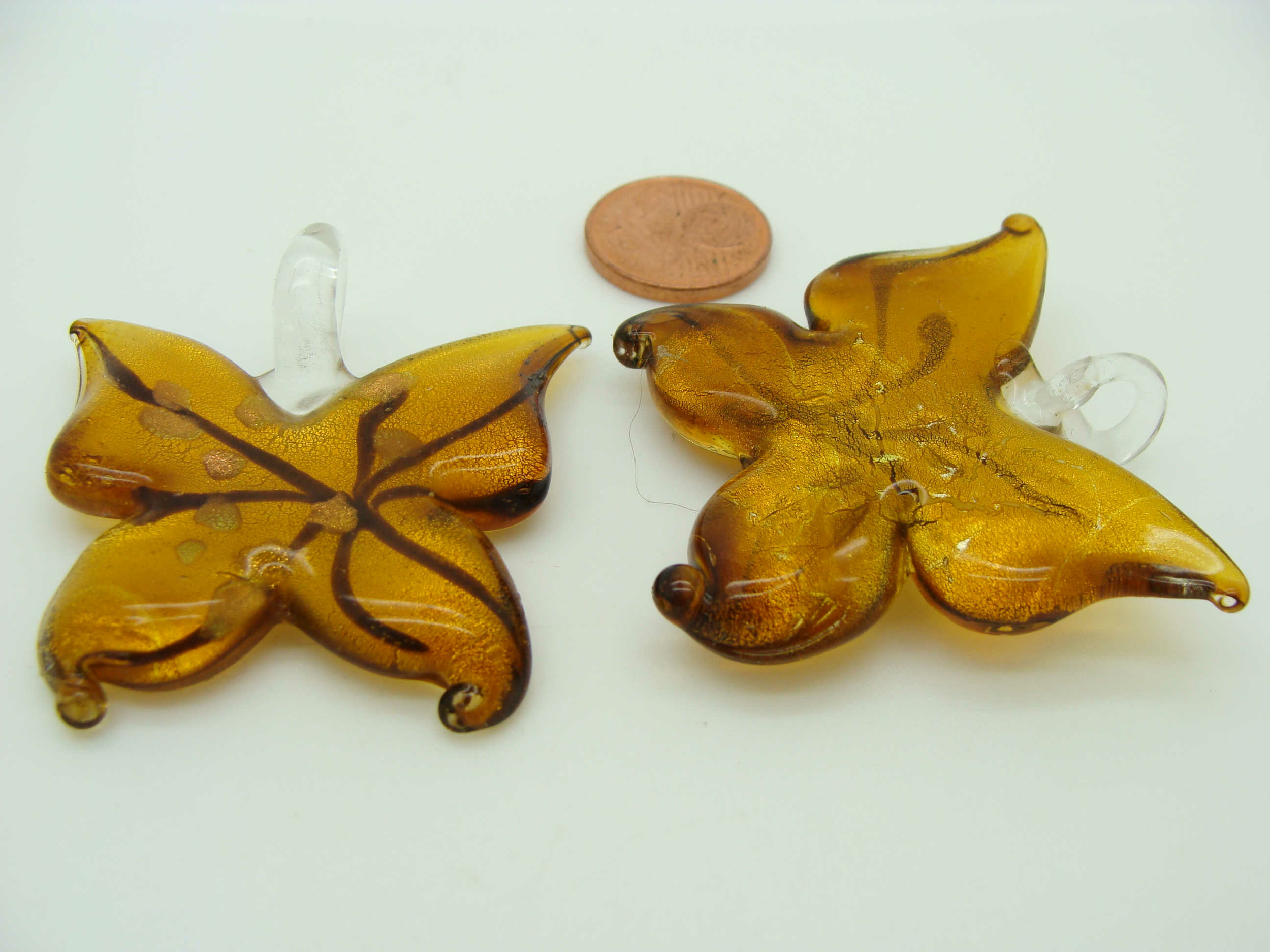 Pend-301 pendentif papillon marron verre