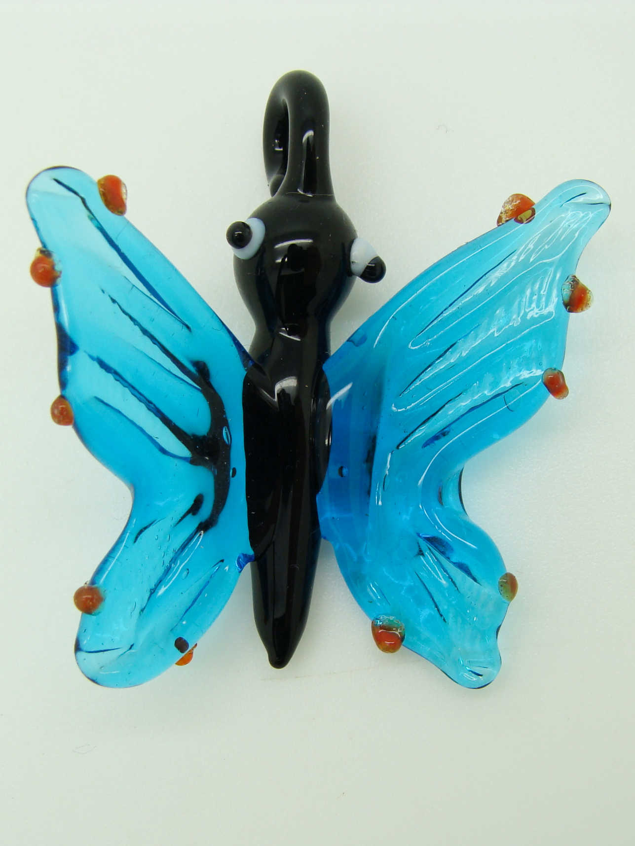 Pend-305-1 pendentif papillon bleu noir lampwork