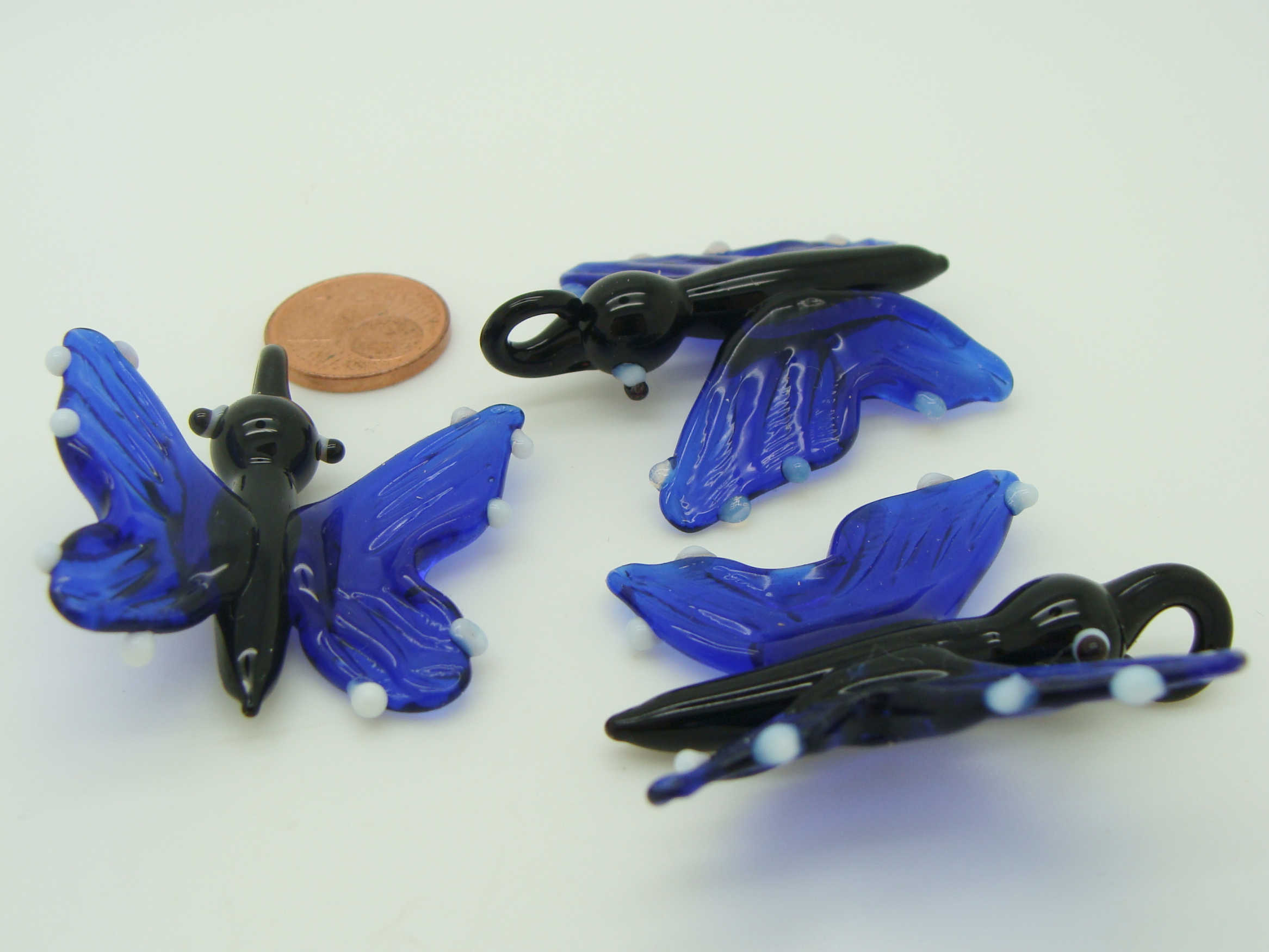 Pend-305-2 pendentif papillon marine noir verre