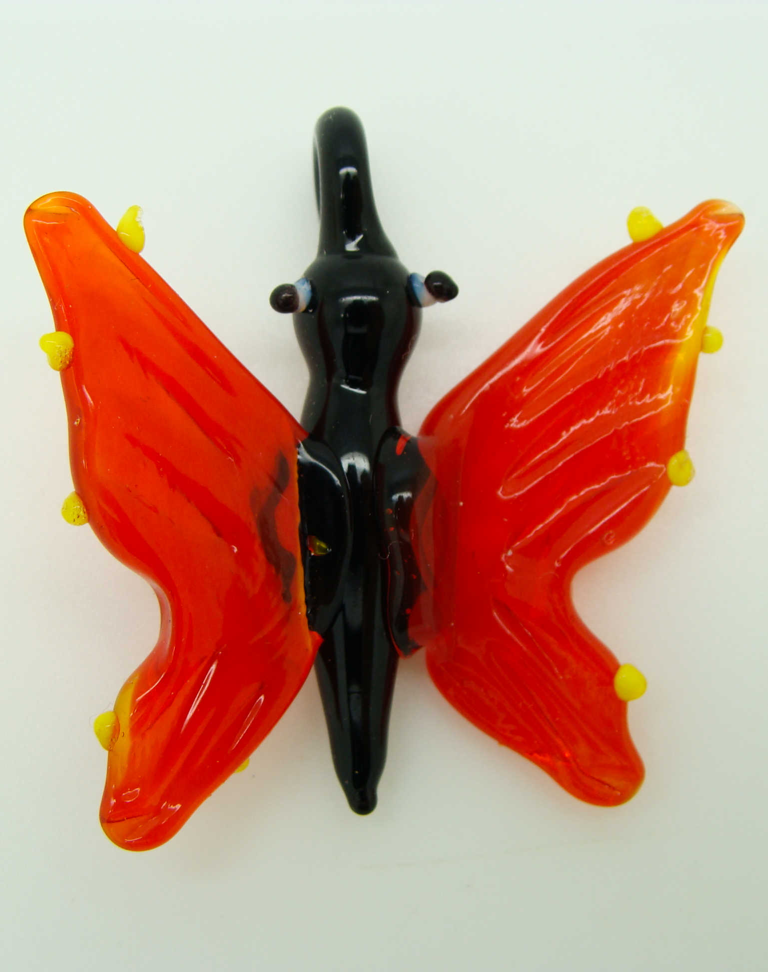 Pend-305-4 pendentif papillon rouge noir lampwork