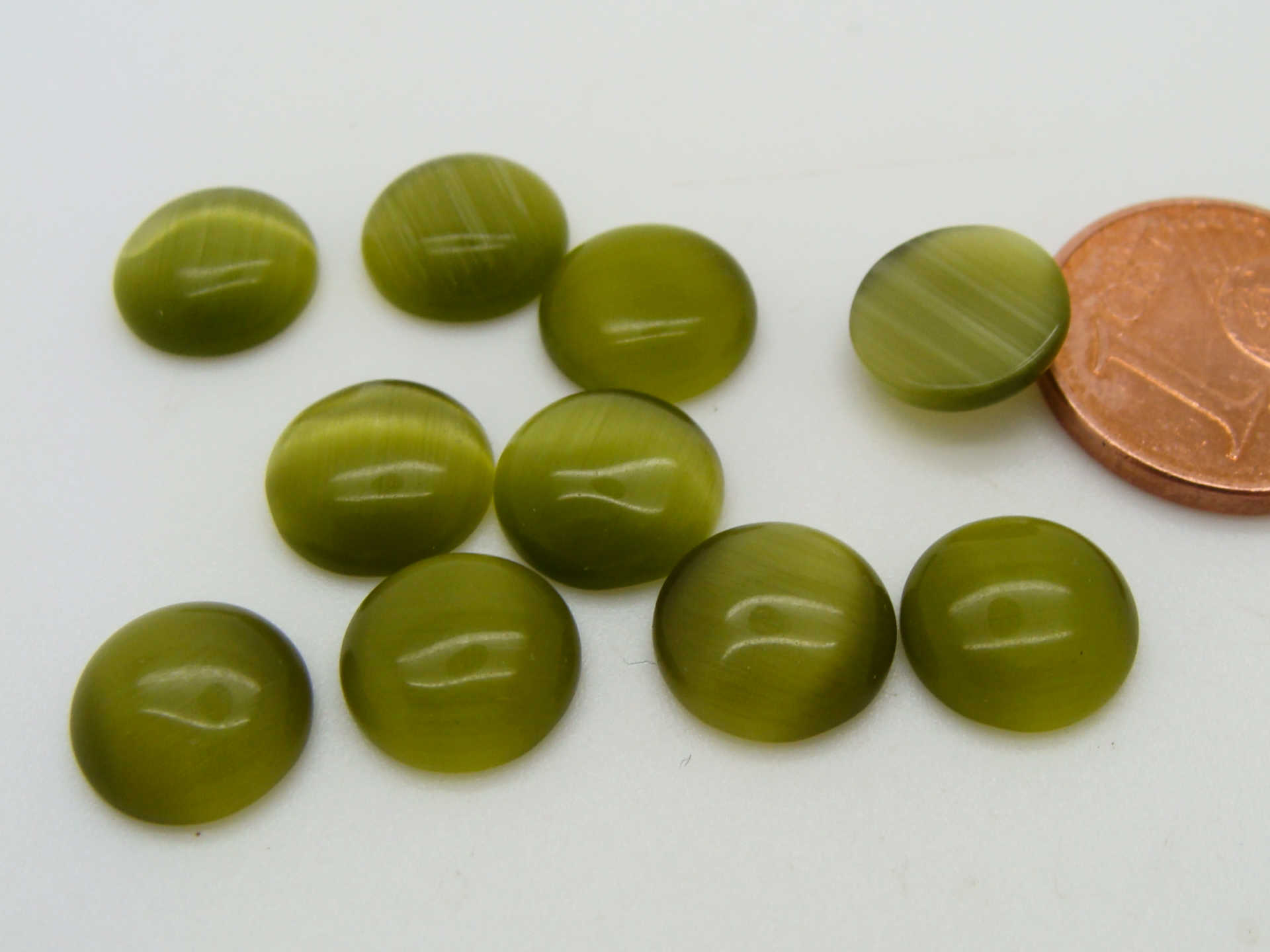 cabochon oeil de chat r9 vert olive