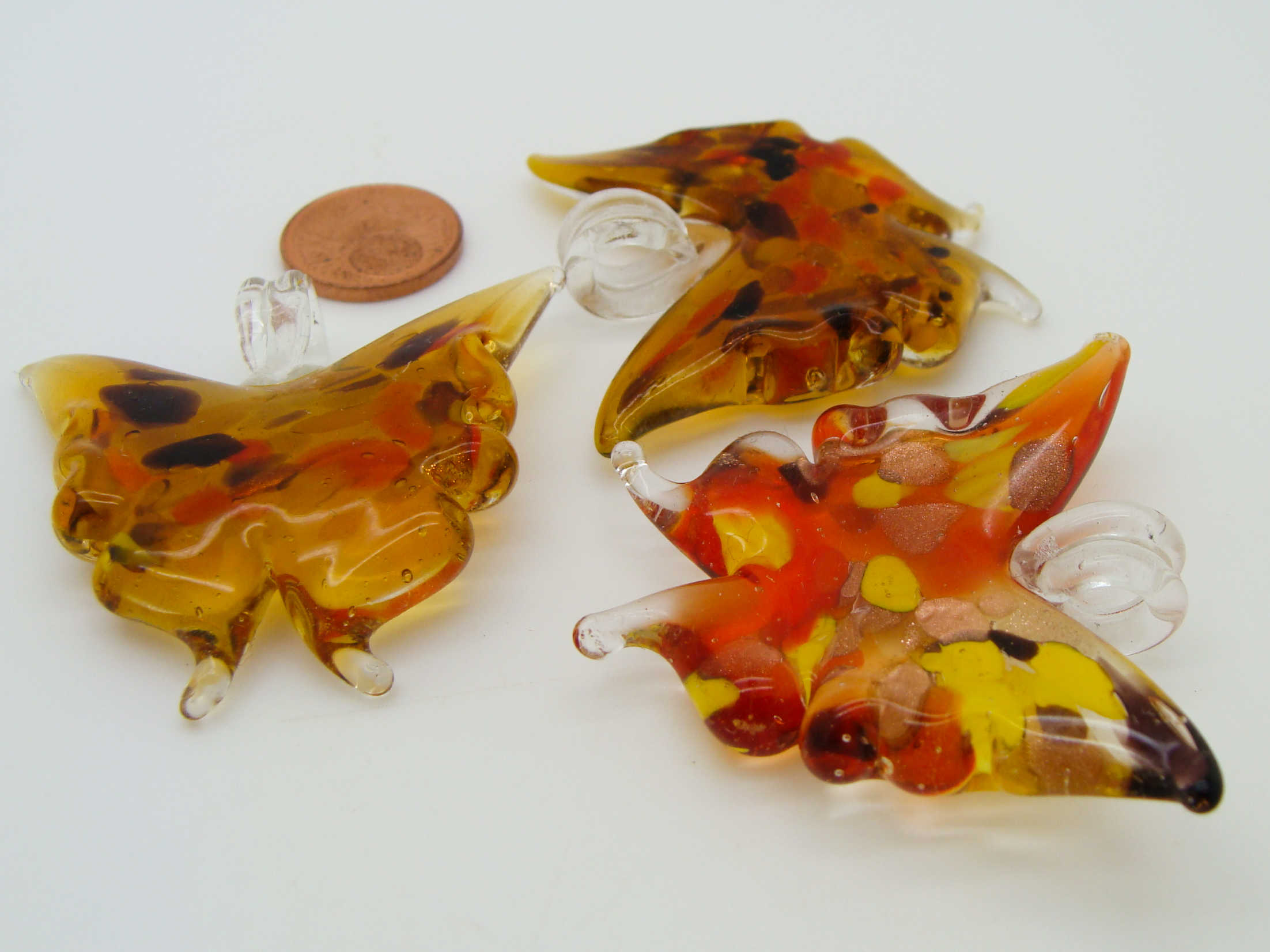 Pend-306-4 pendentif papillon marron multi verre