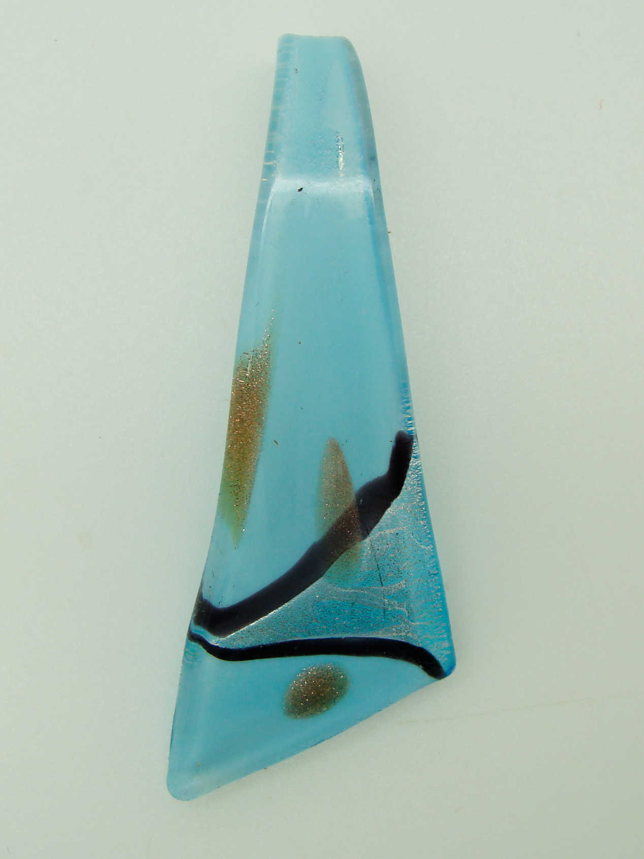 Pend-309-1 pendentif triangle bleu lampwork
