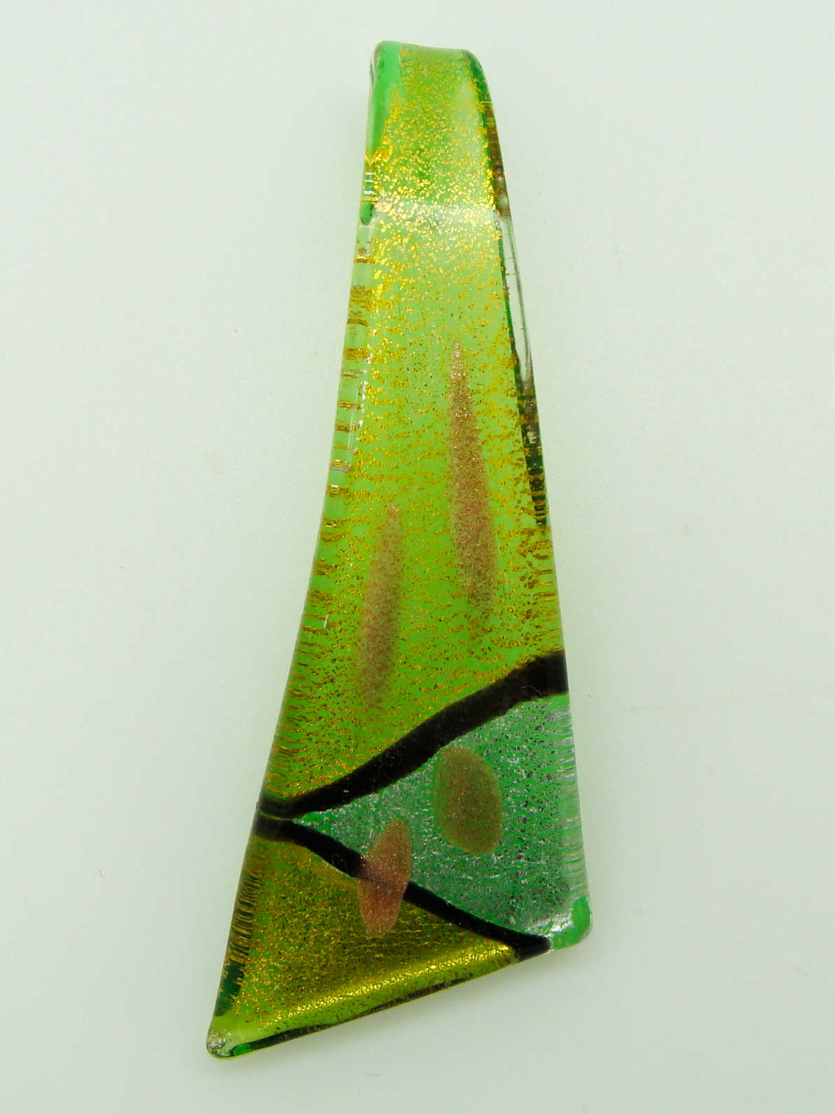 Pend-309-3 pendentif triangle vert clair lampwork