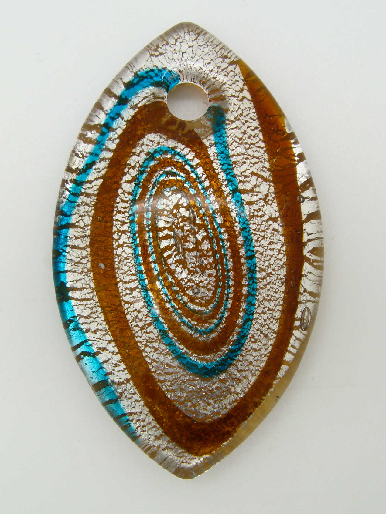 Pend-310-1 pendentif ovale spirale marron argente