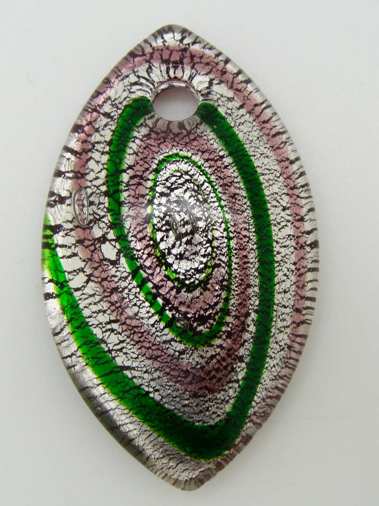 Pend-310-2 pendentif ovale spirale violet argente