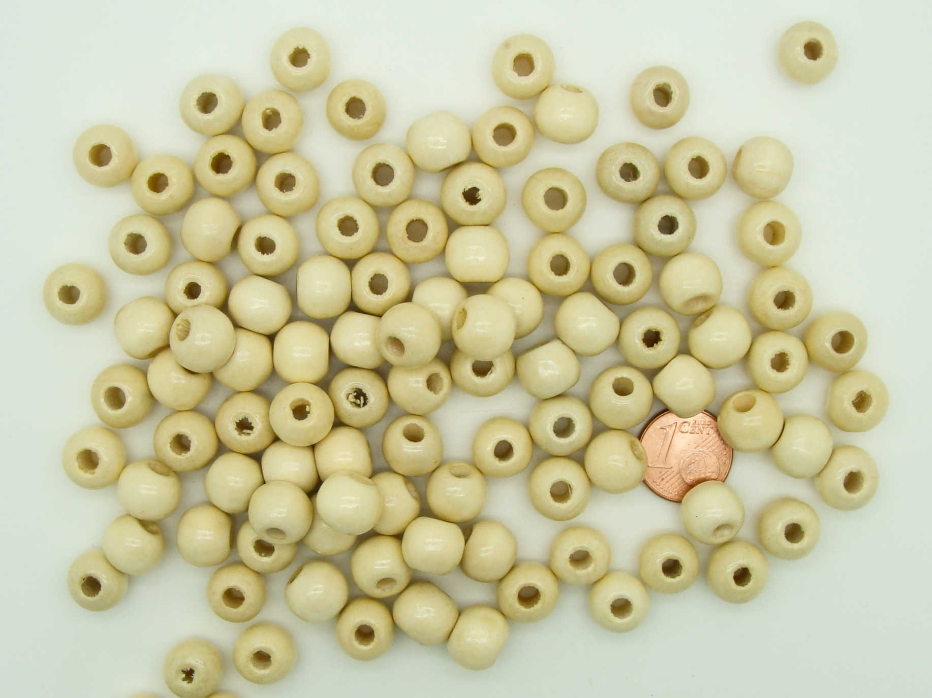 Perles bois ecru 10mm