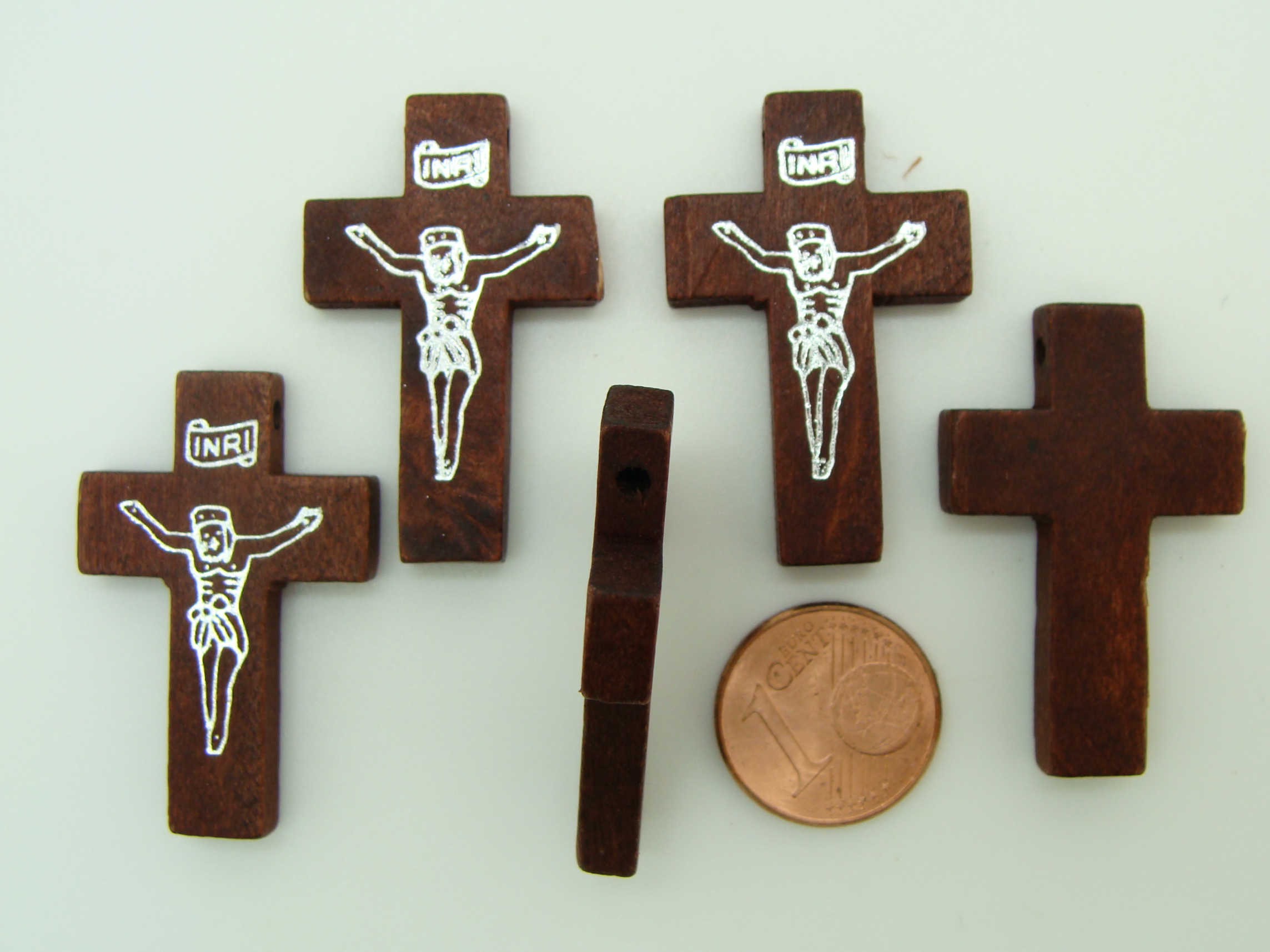PB87 pendentif crucifix marron argente
