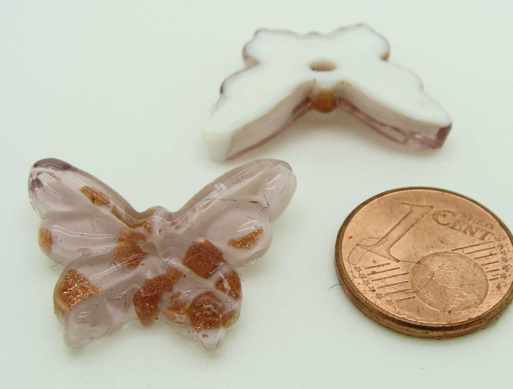 Pend-312-6 mini pendentif papillon rose verre