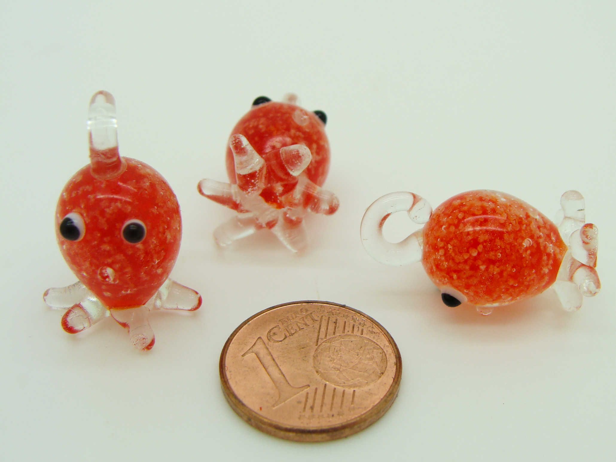Pend-313-3 mini pendentif pieuvre rouge verre