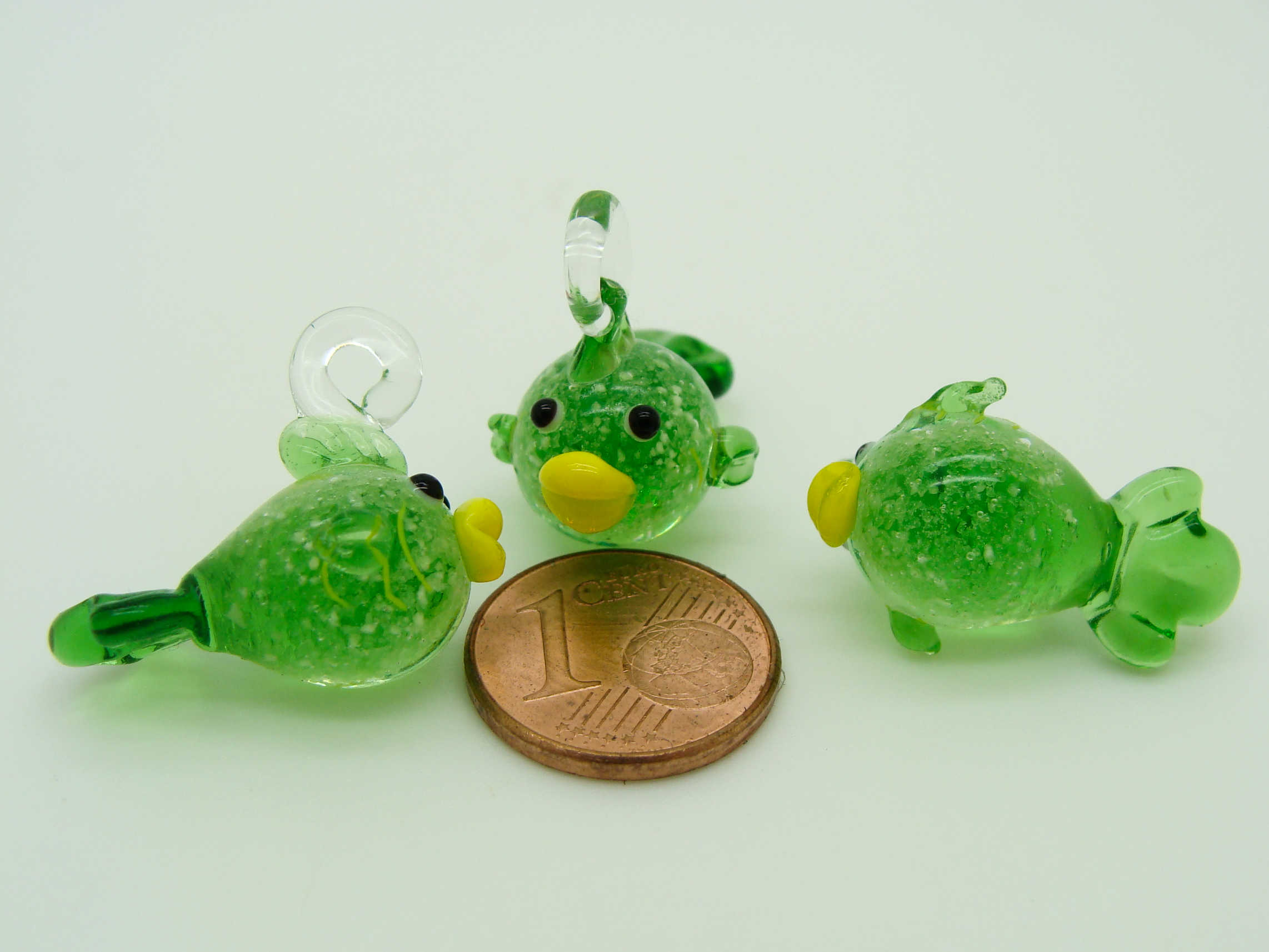 Pend-314-4 mini pendentif poisson vert verre