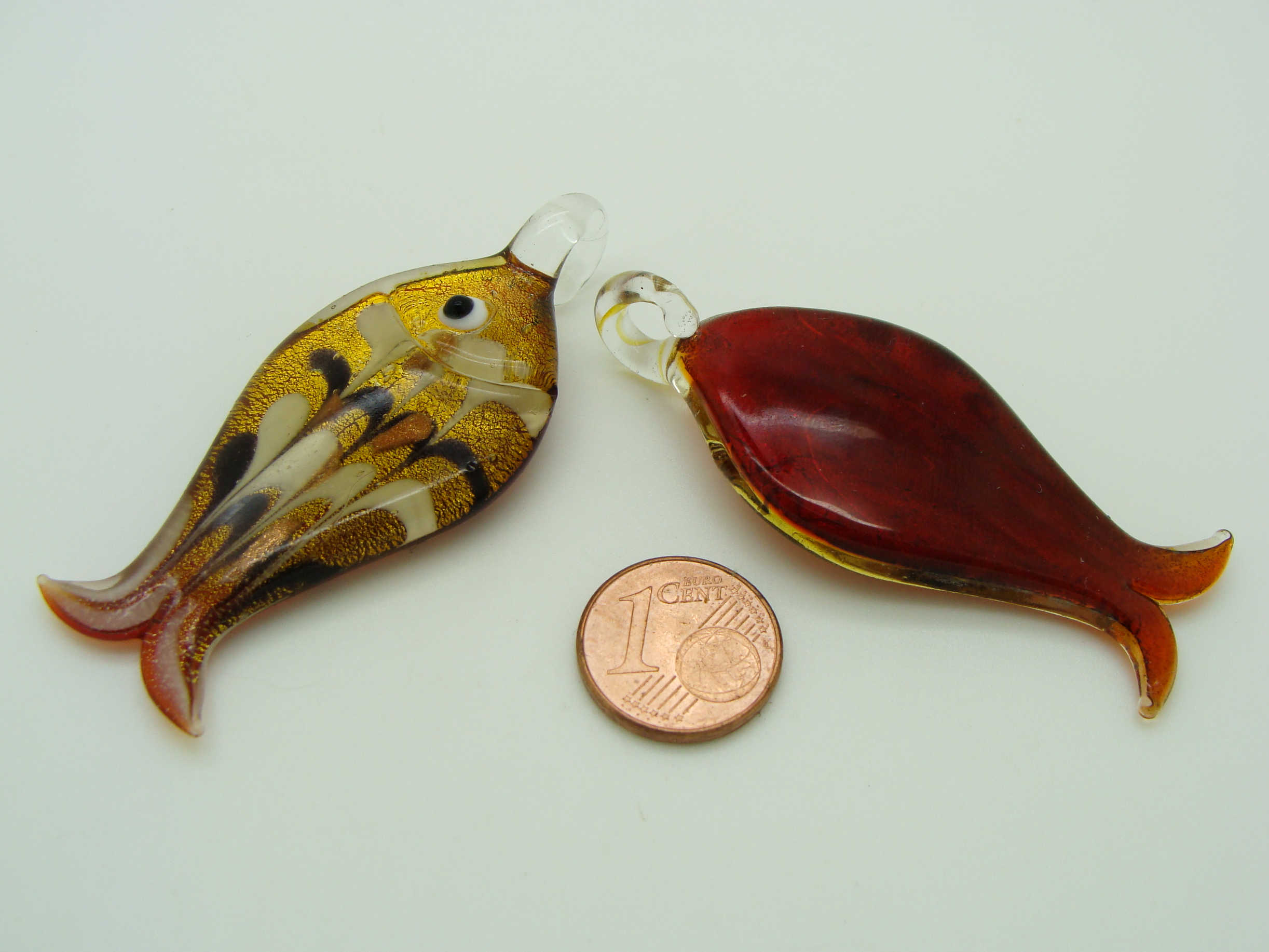Pend-316-3 pendentif poisson marron argente verre