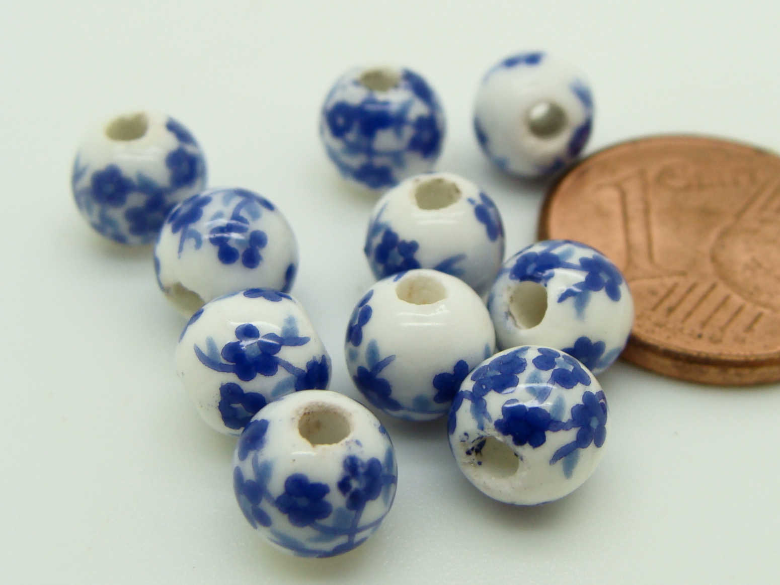POR-129 perle fleur bleu 6mm