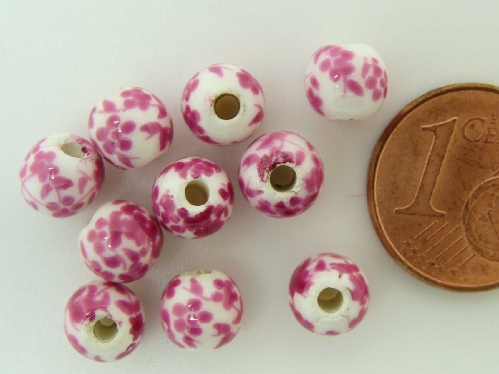 POR-134 perle fleur rose 6mm