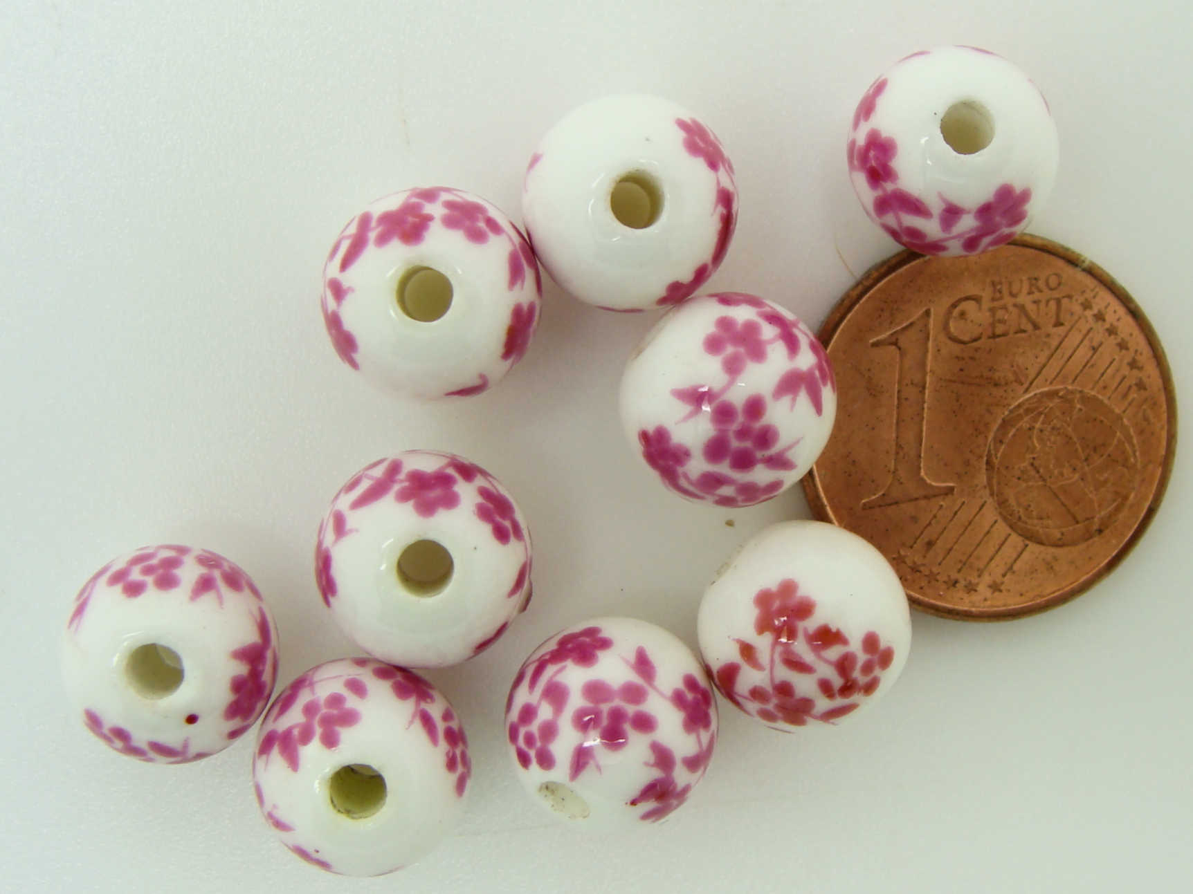 POR-133 perle fleur rose 8mm