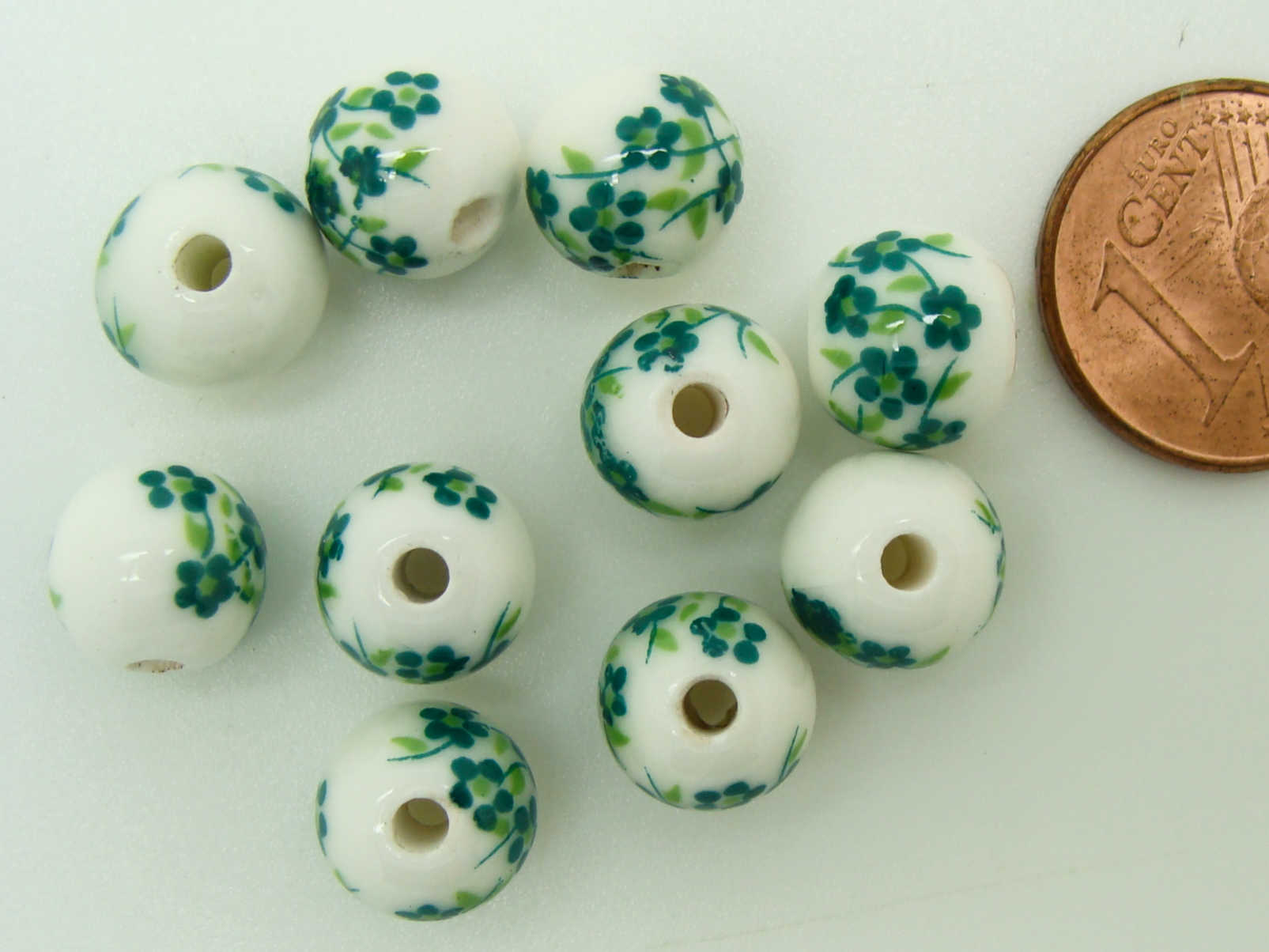 POR-137 perle fleur vert 8mm