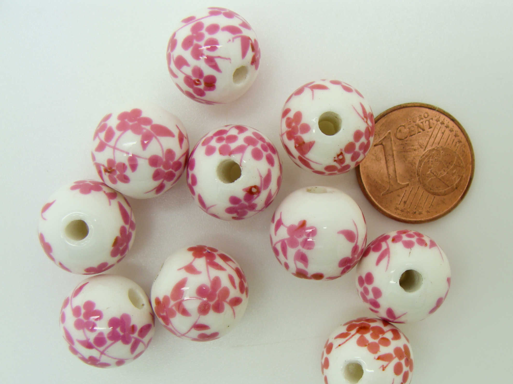 POR-131 perle fleur porcelaine  rose 12mm