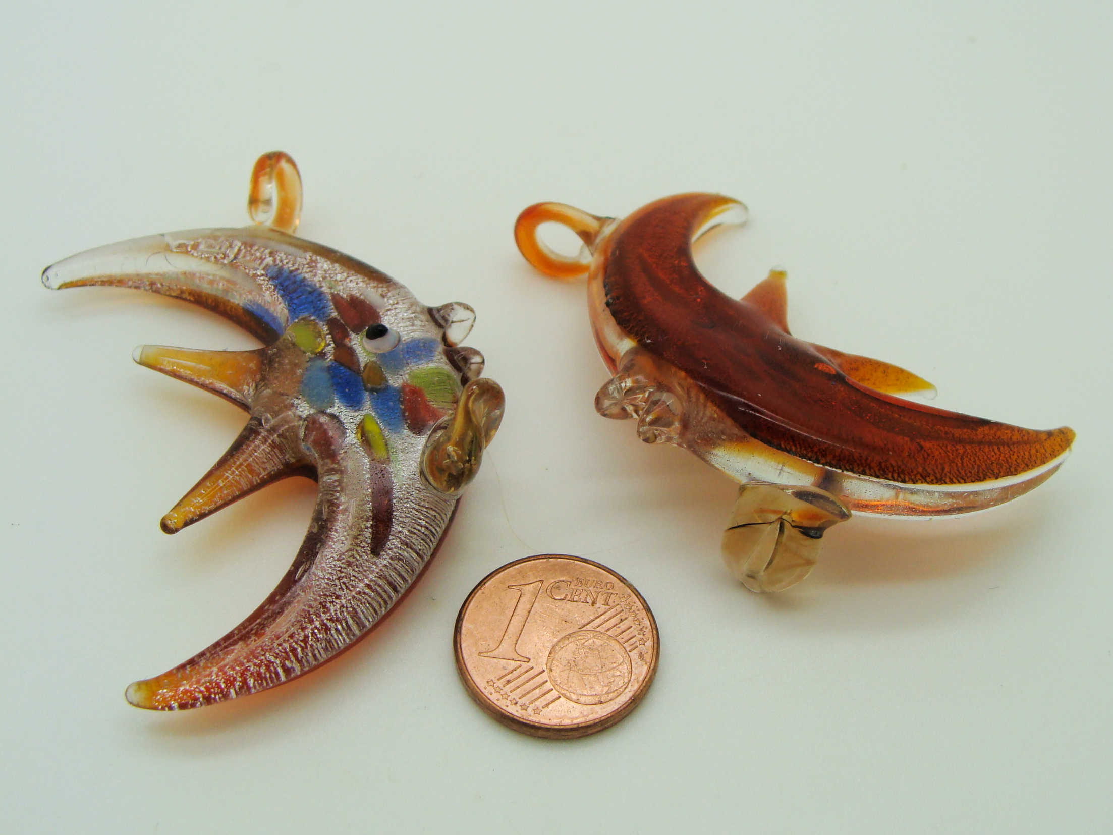 Pend-327-3 pendentif poisson lune marron verre