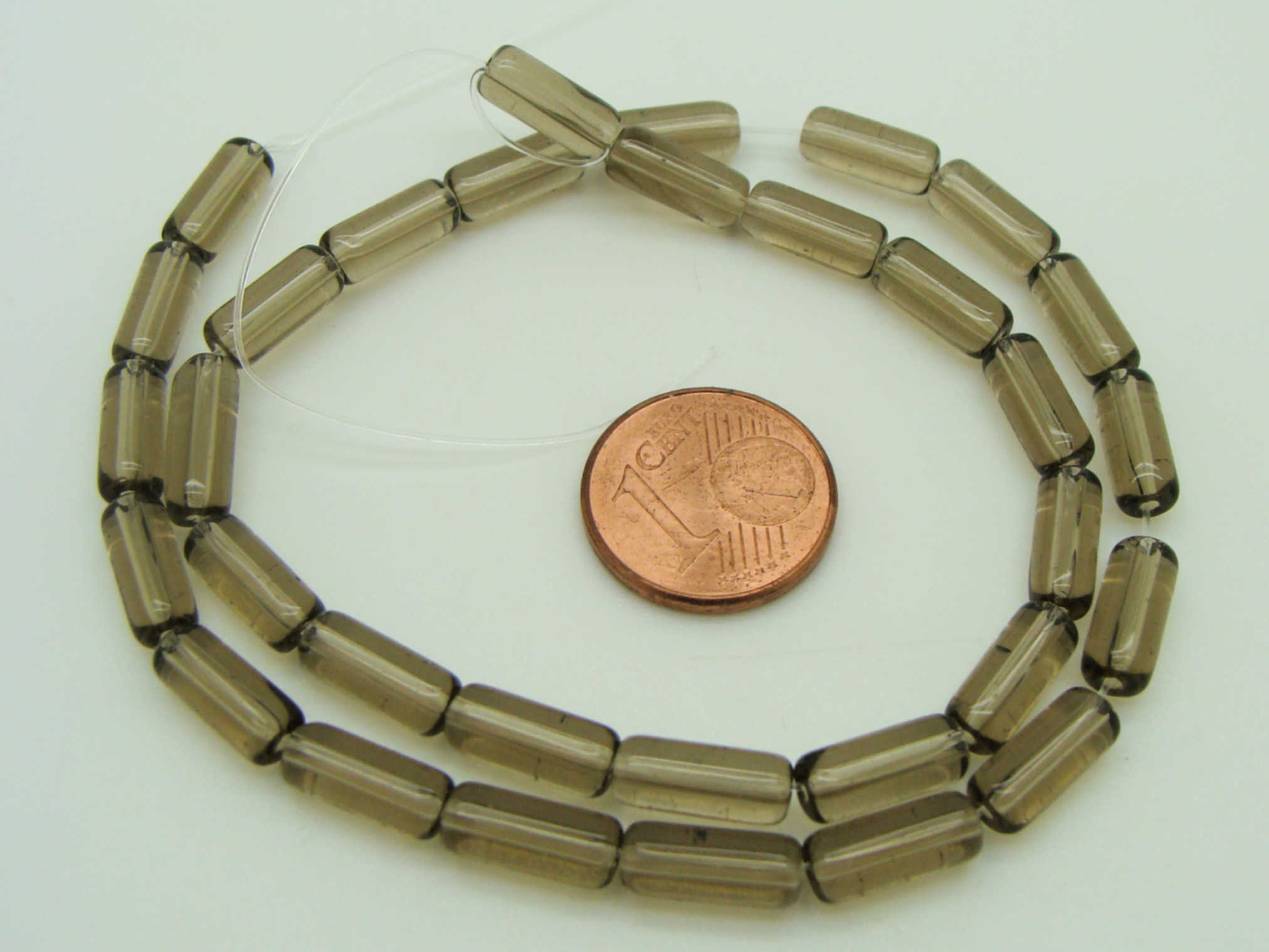 perle verre tube gris