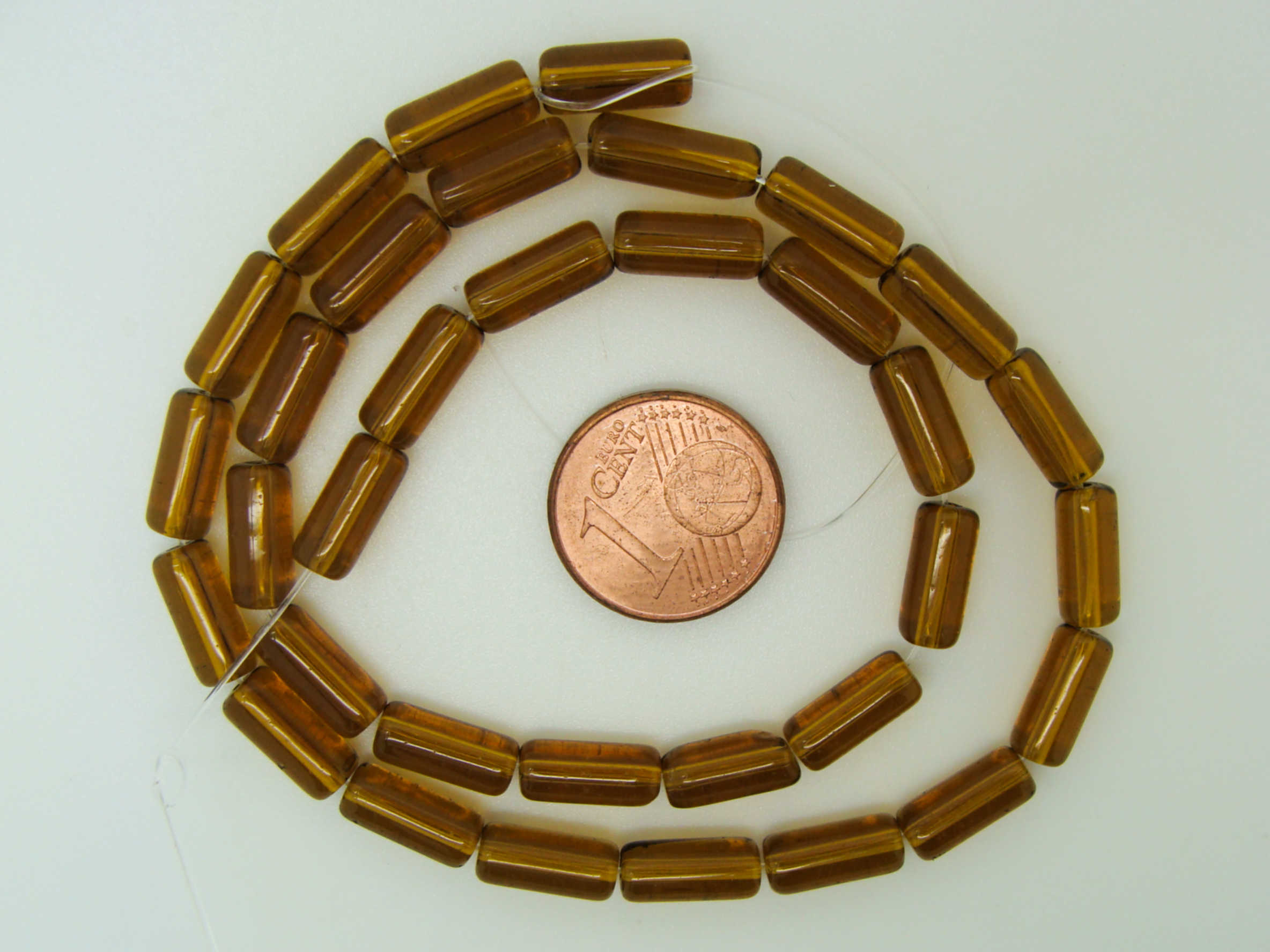 perle verre tube marron