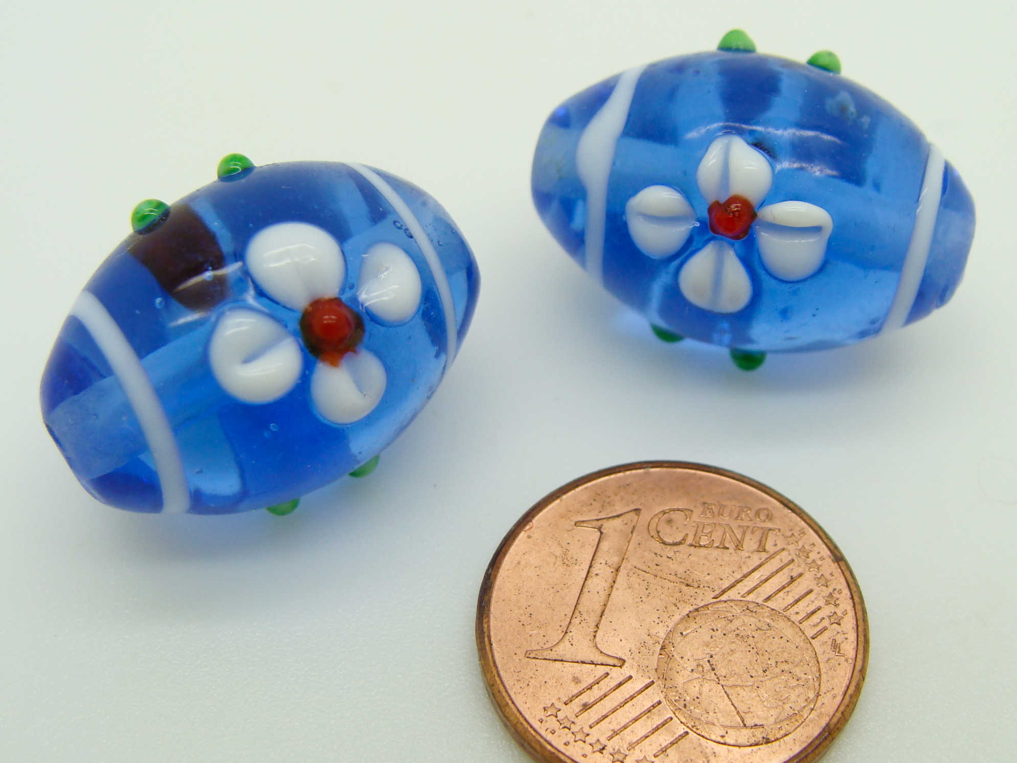 PV-lamp-69 perle ovale bleu fleur