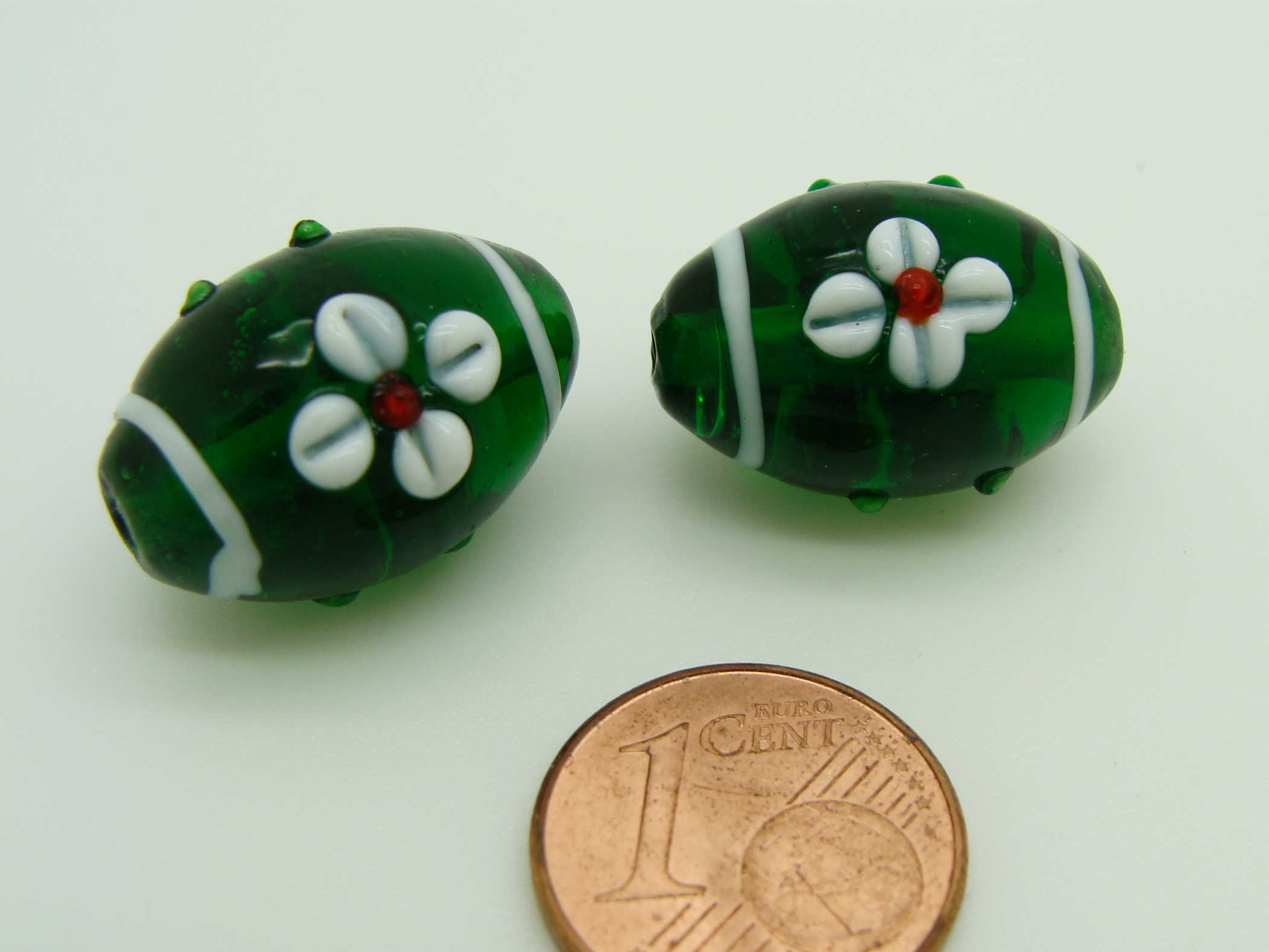 PV-lamp-69 perle ovale vert fleur