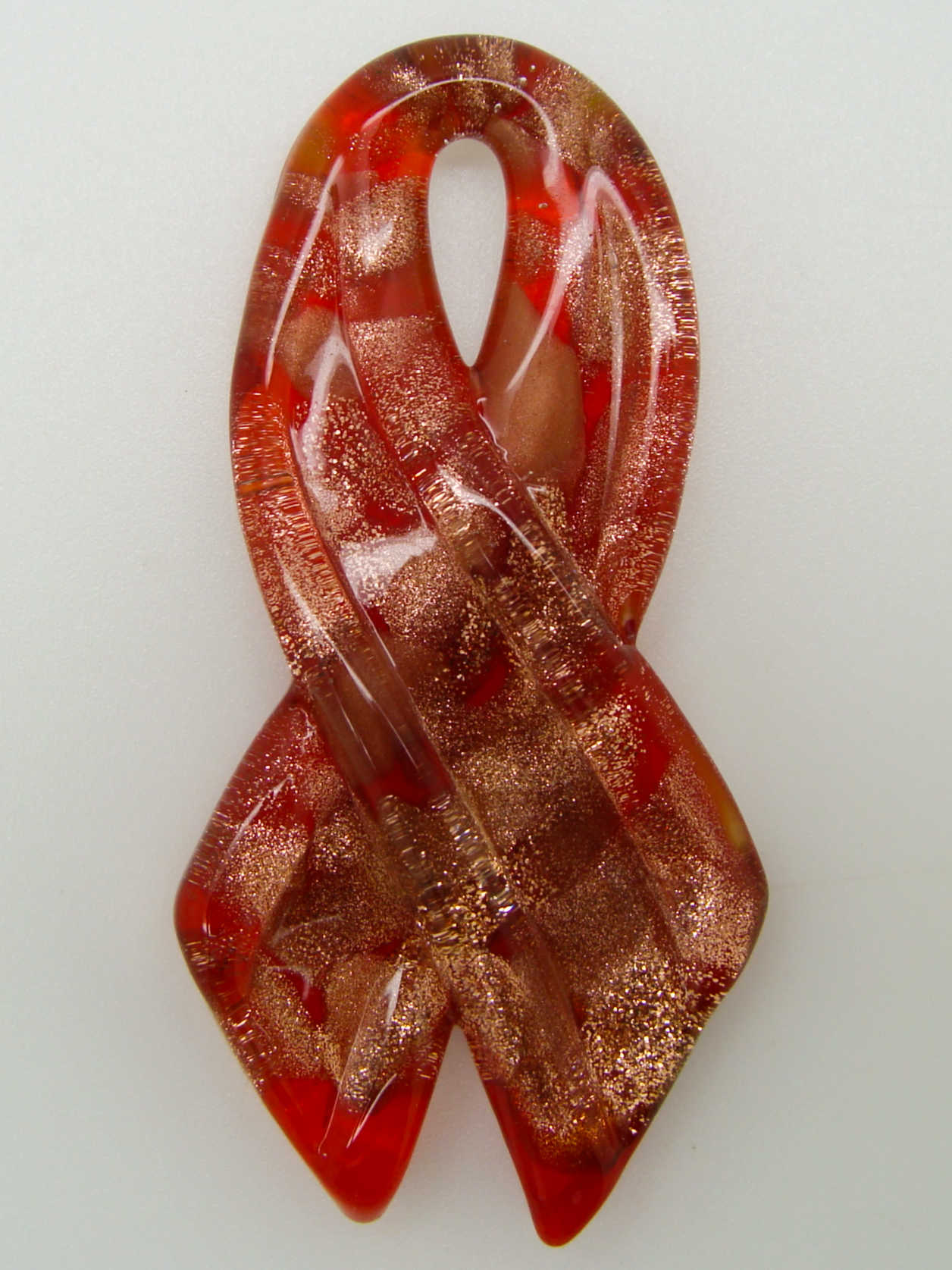 Pend-331-3 pendentif ruban verre rouge noeud