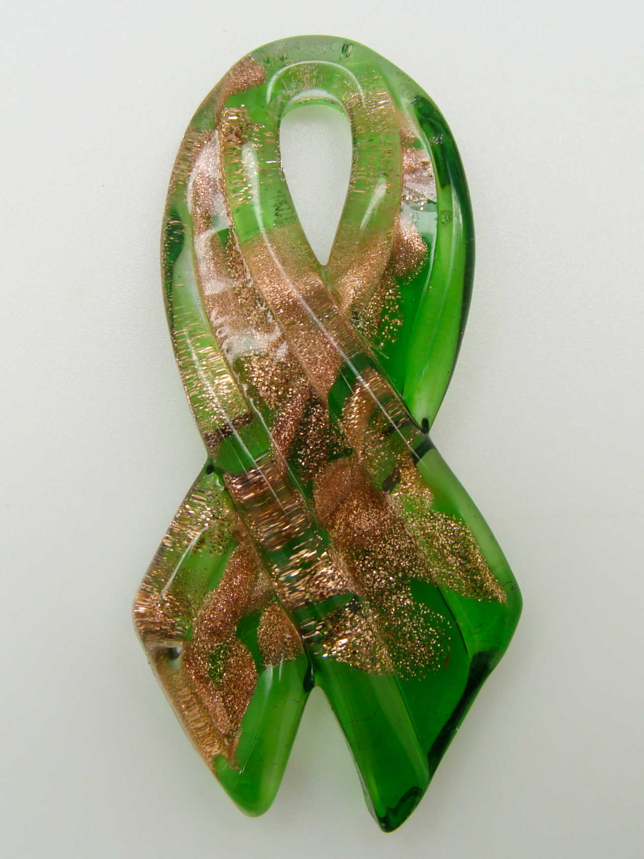 Pend-331-4 pendentif ruban verre vert noeud