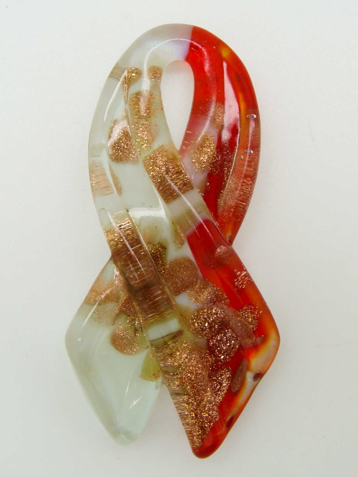 Pend-333-1 pendentif ruban verre blanc rouge noeud
