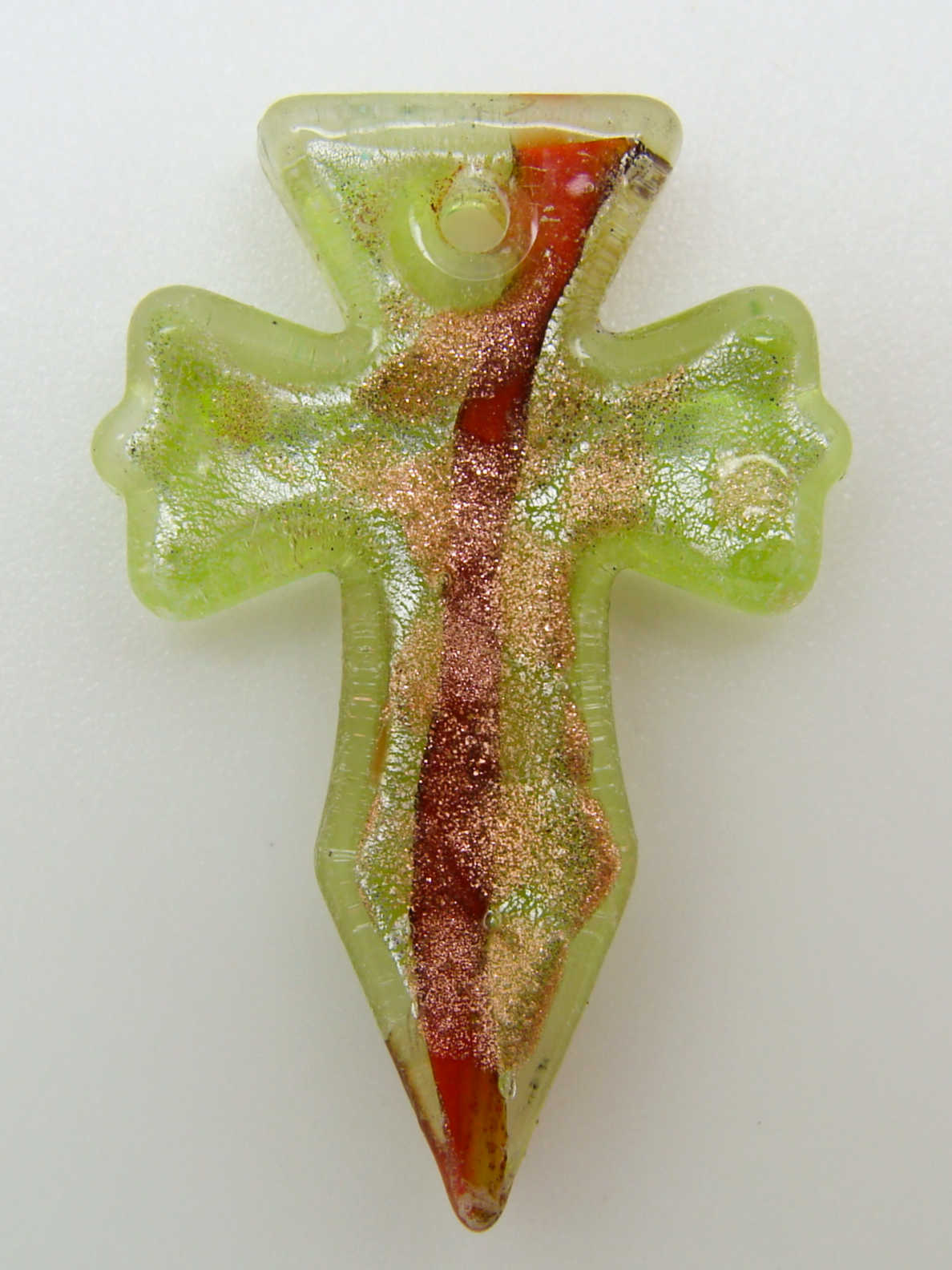 Pend-345-3 pendentif croix vert goldsand
