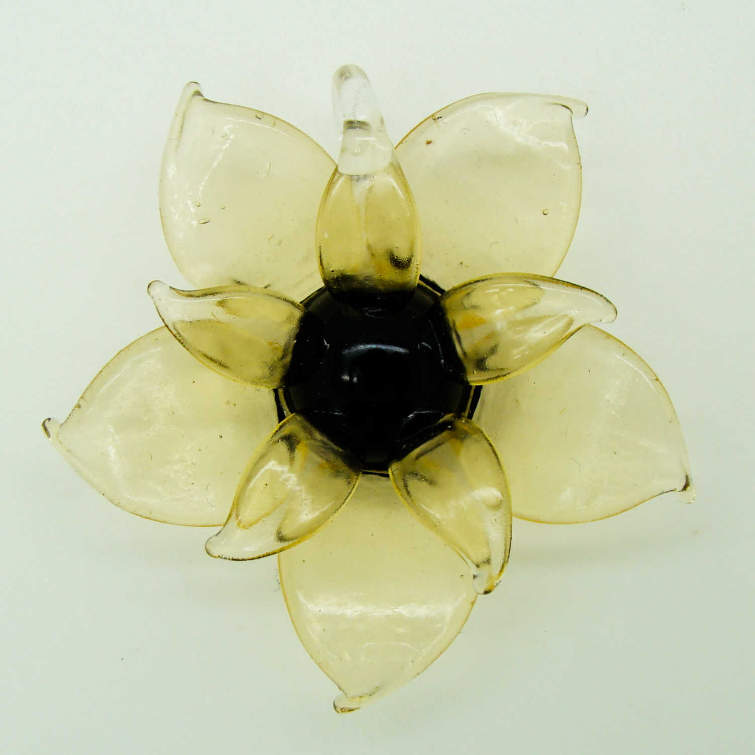 Pend-360-1 pendentif fleur 9 petales jaune verre lampwork